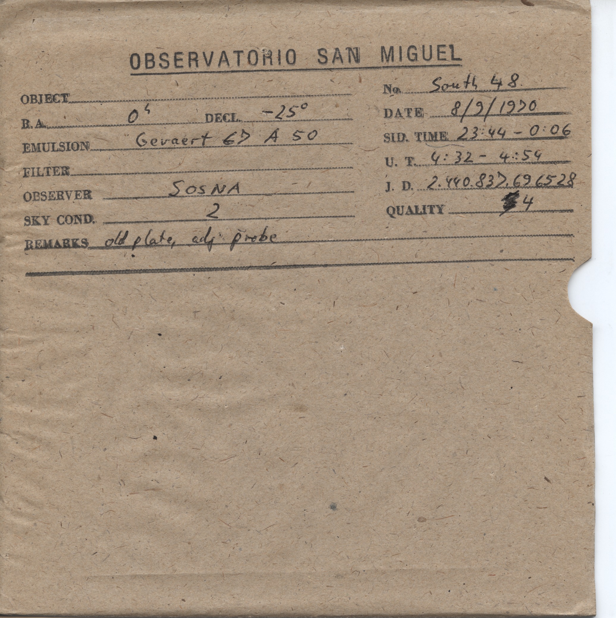 Plate envelope