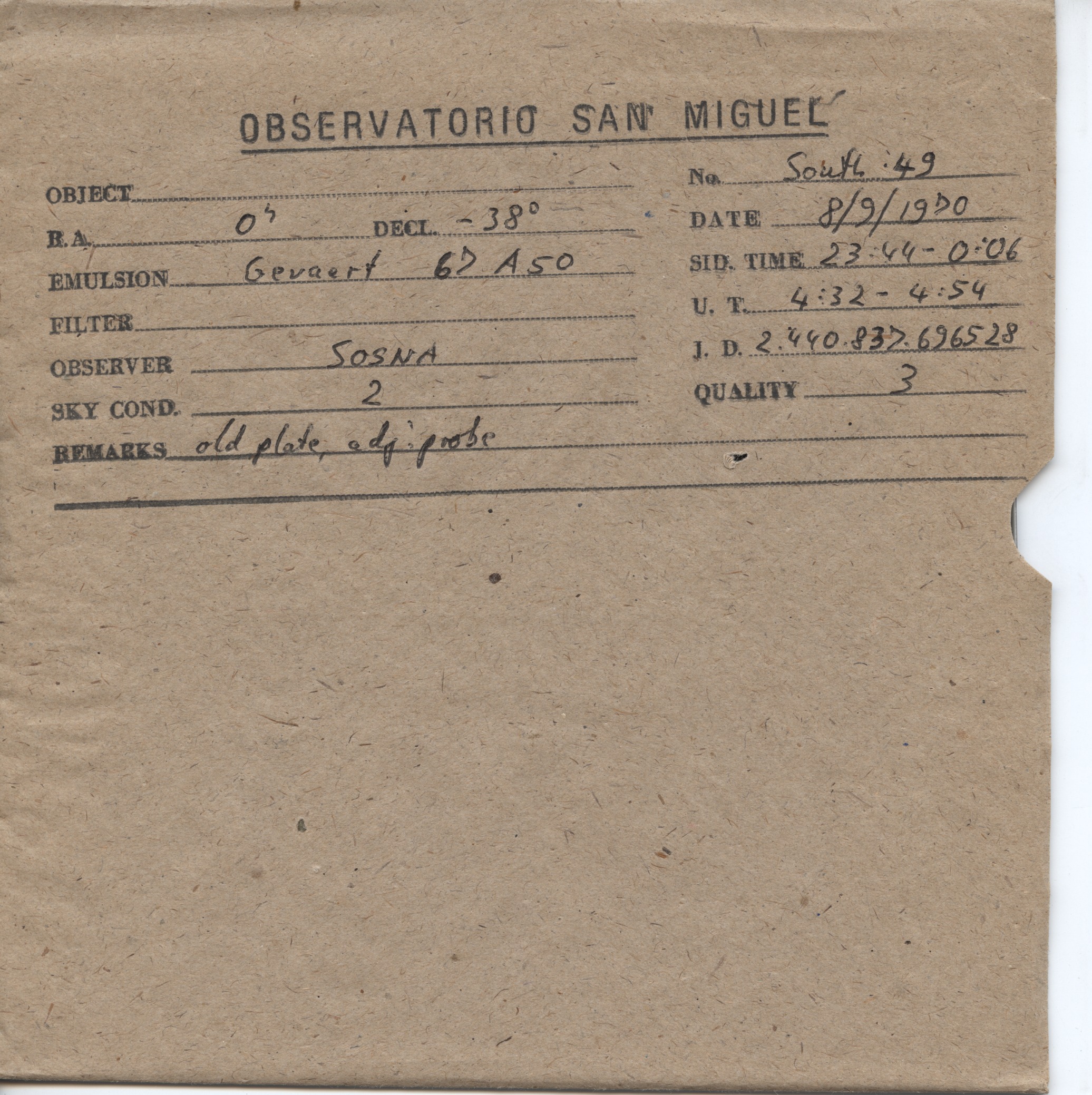 Plate envelope