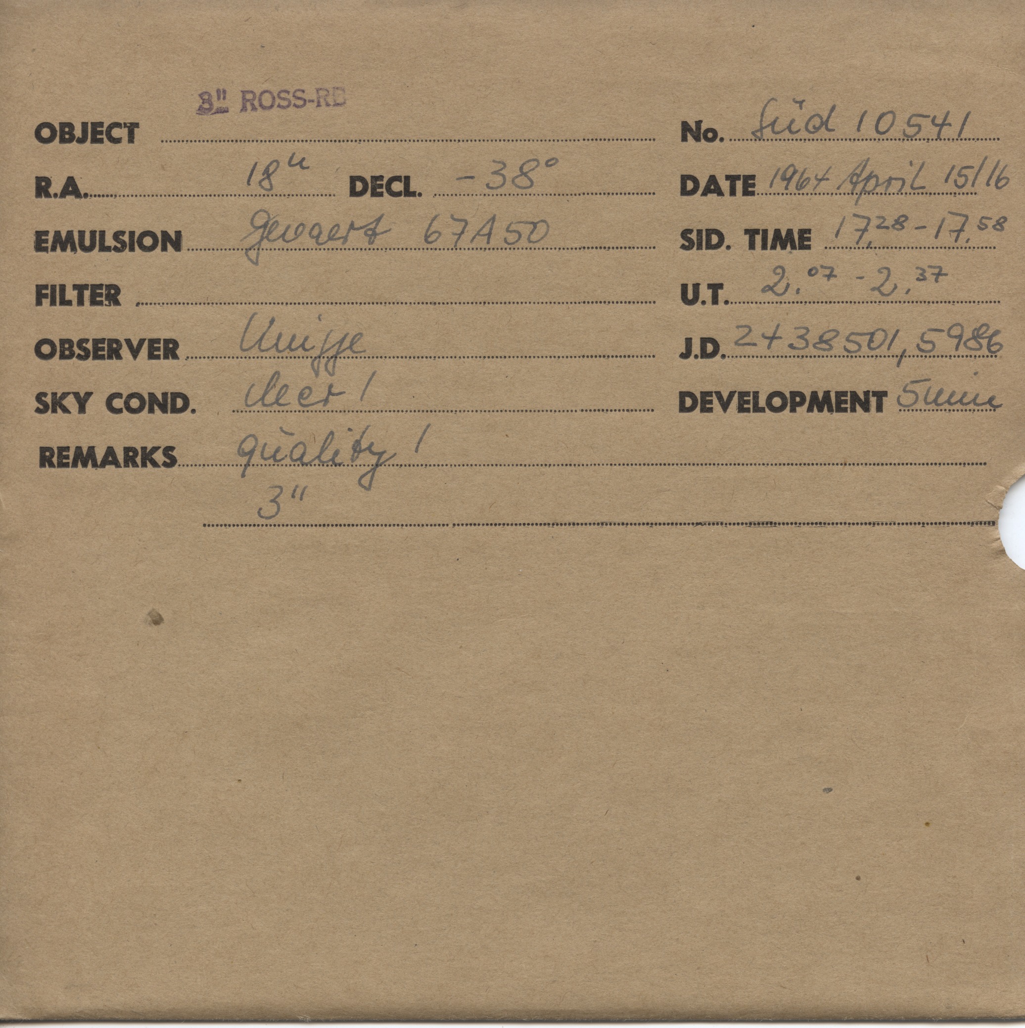 Plate envelope