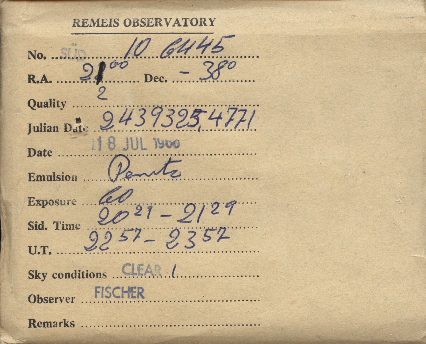 Plate envelope