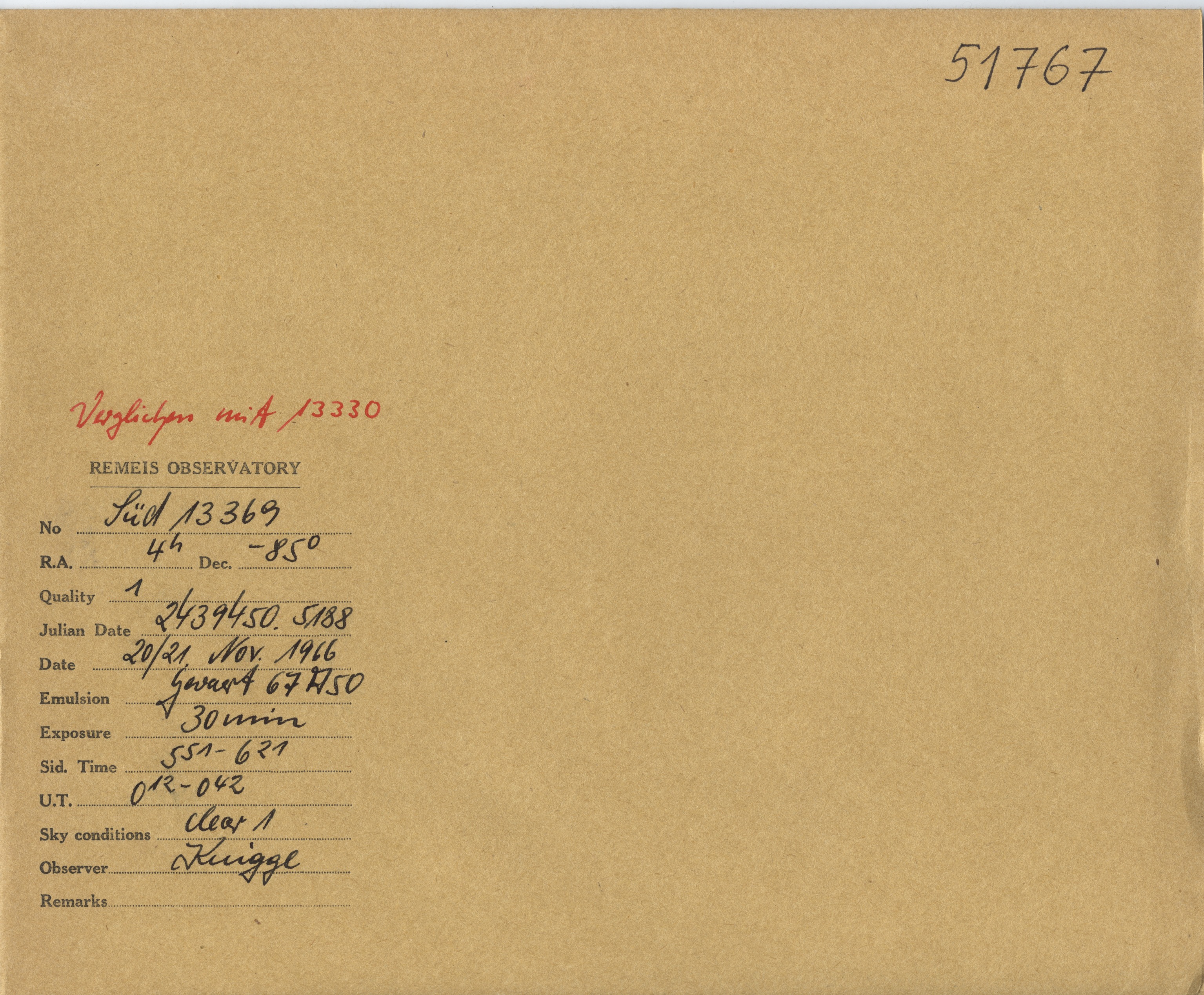 Plate envelope