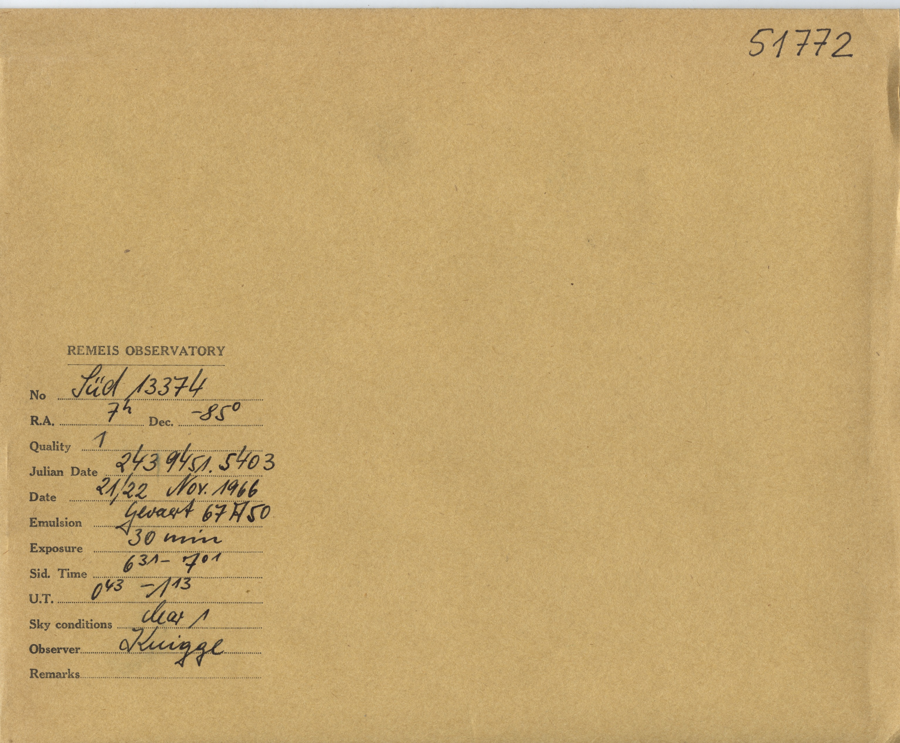 Plate envelope