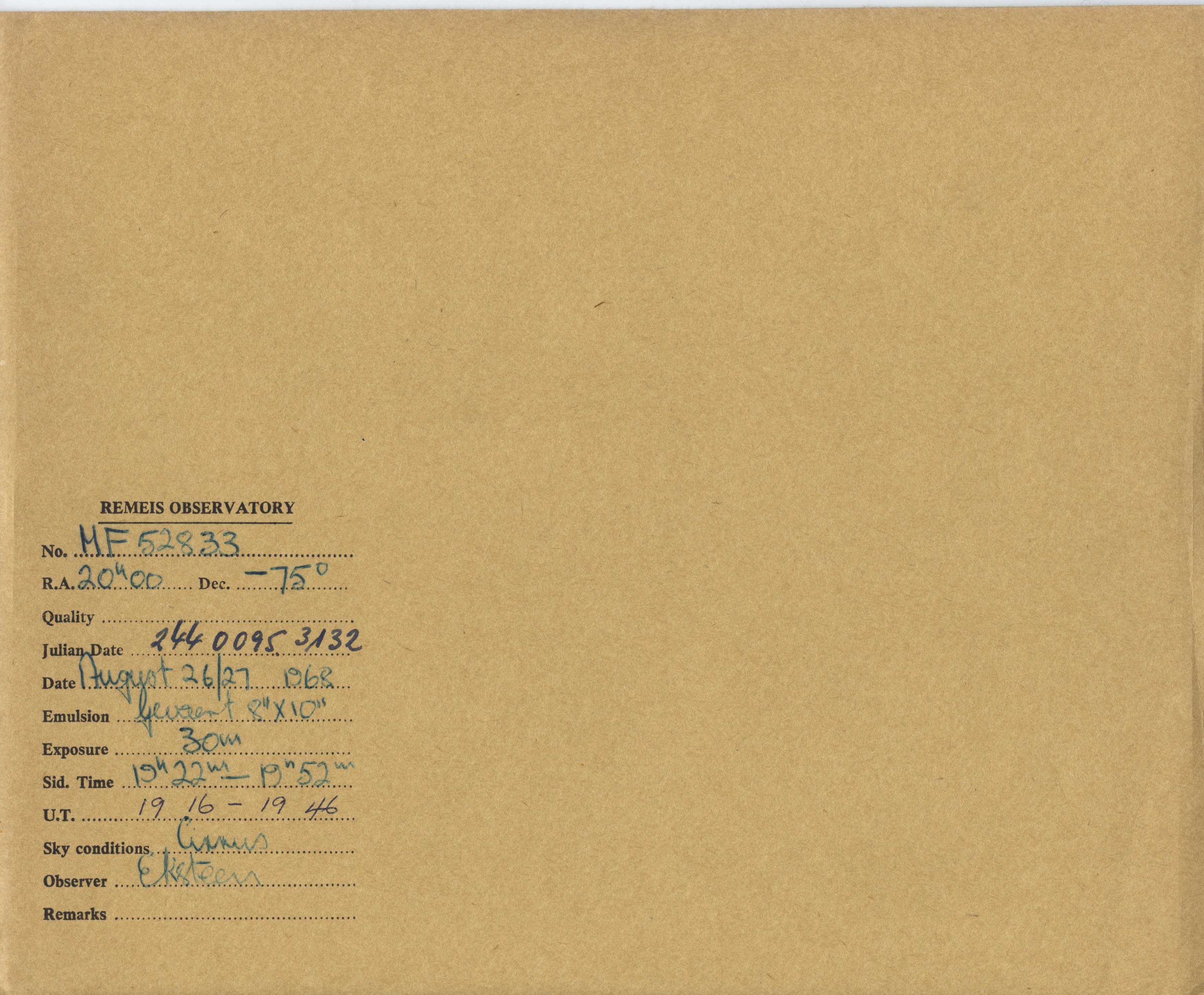 Plate envelope