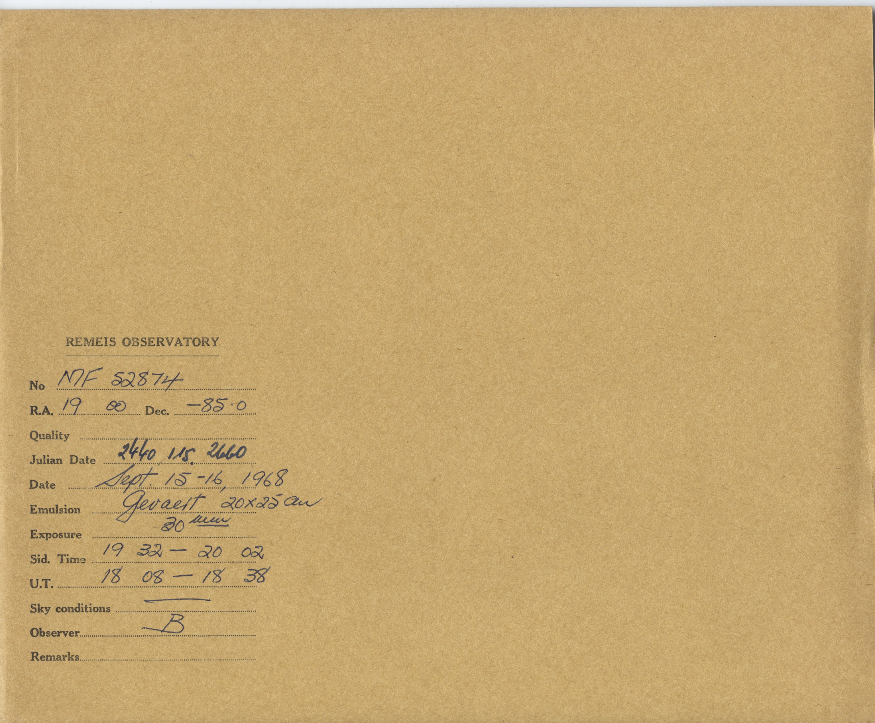Plate envelope