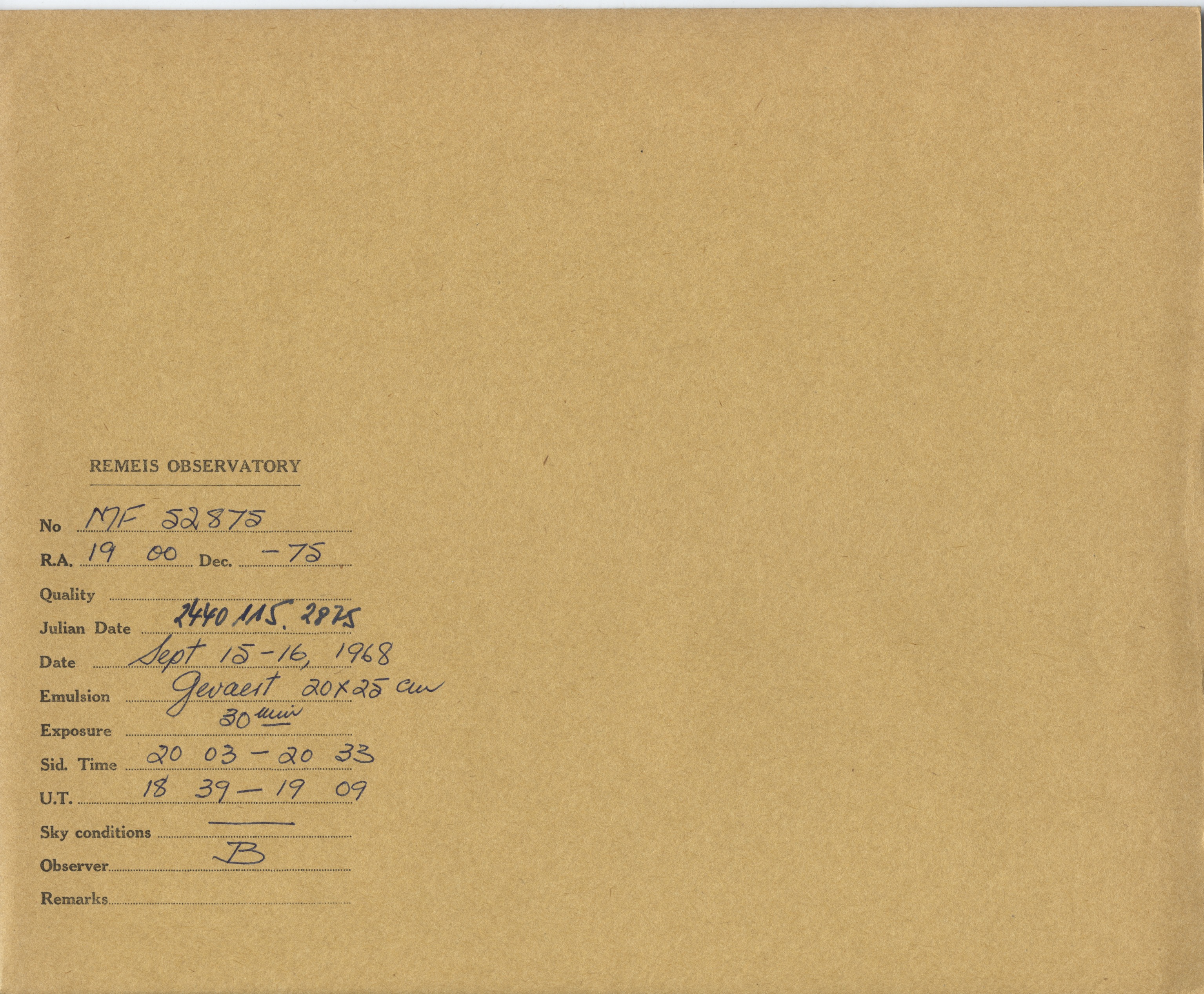 Plate envelope
