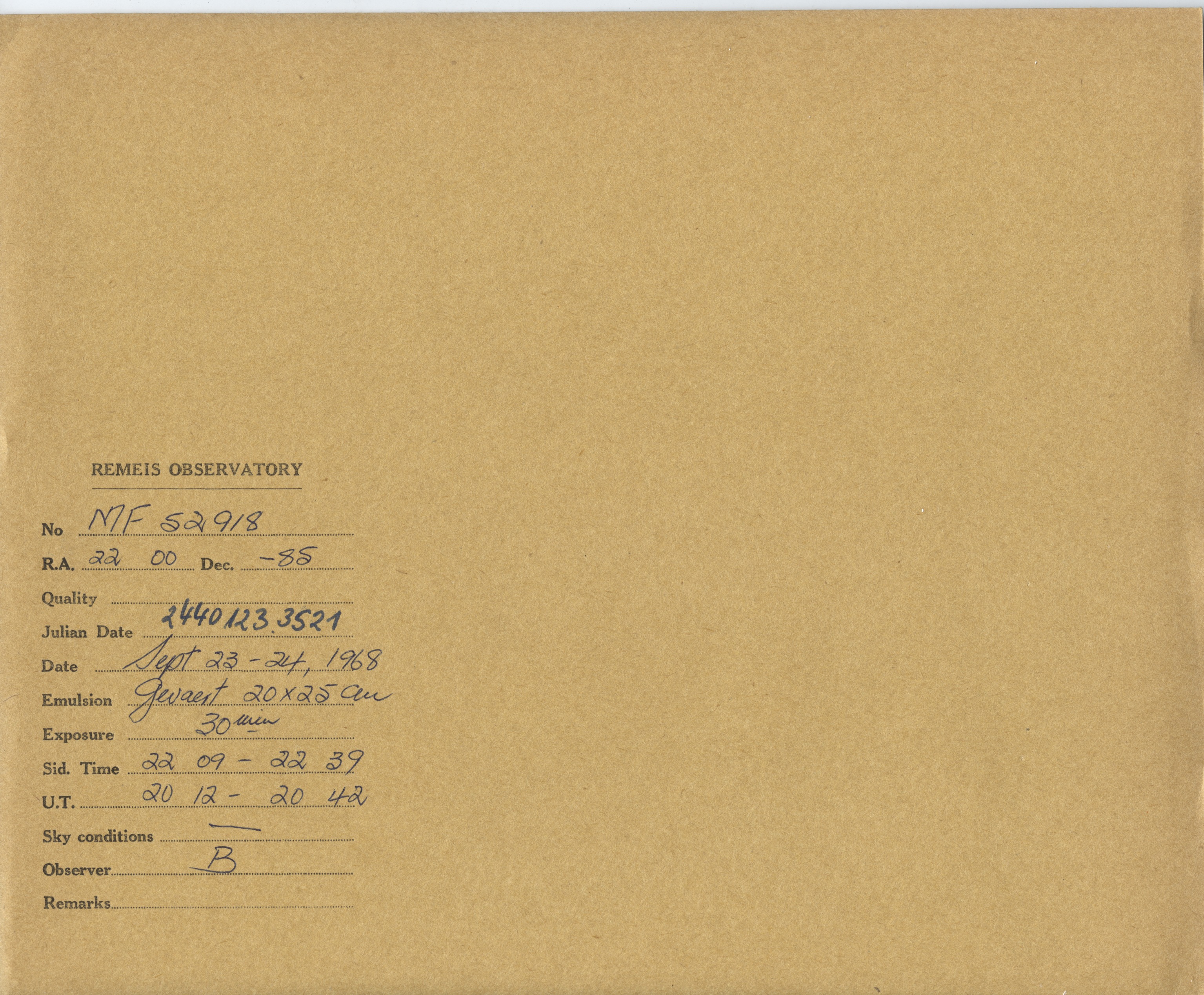 Plate envelope
