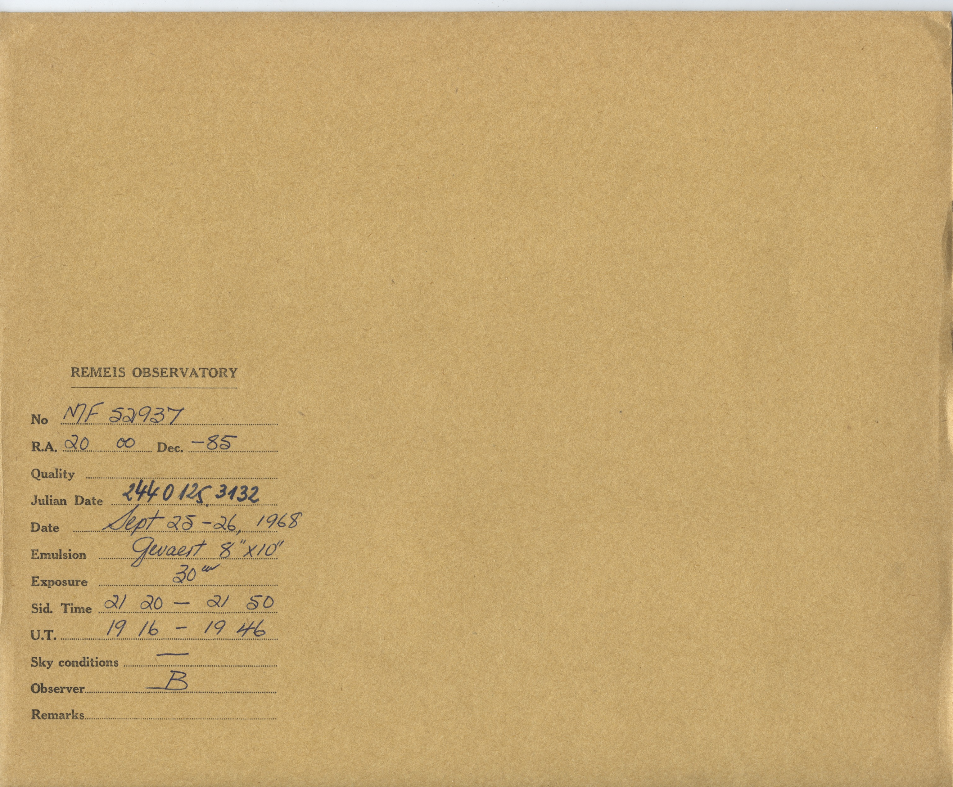 Plate envelope