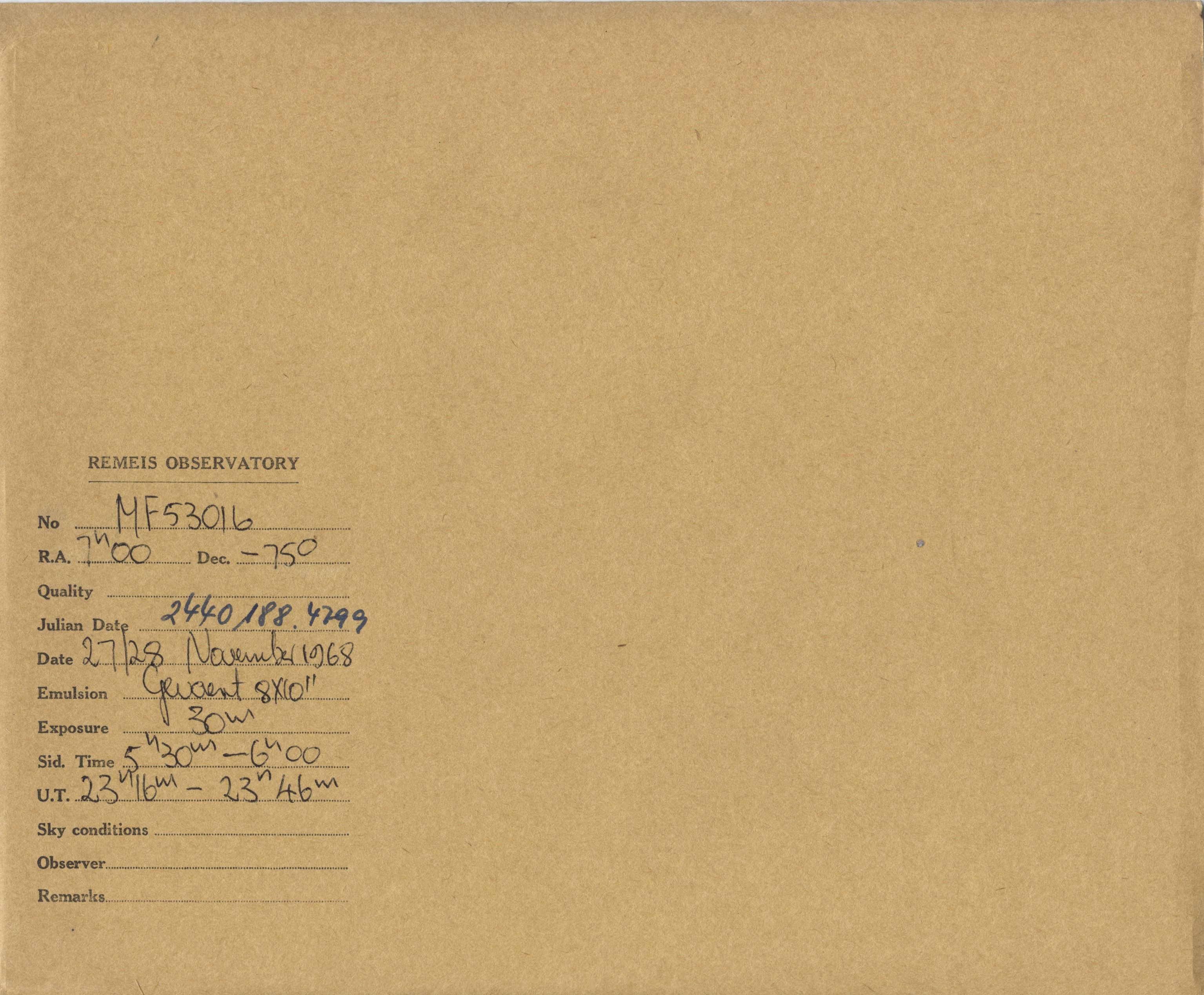 Plate envelope