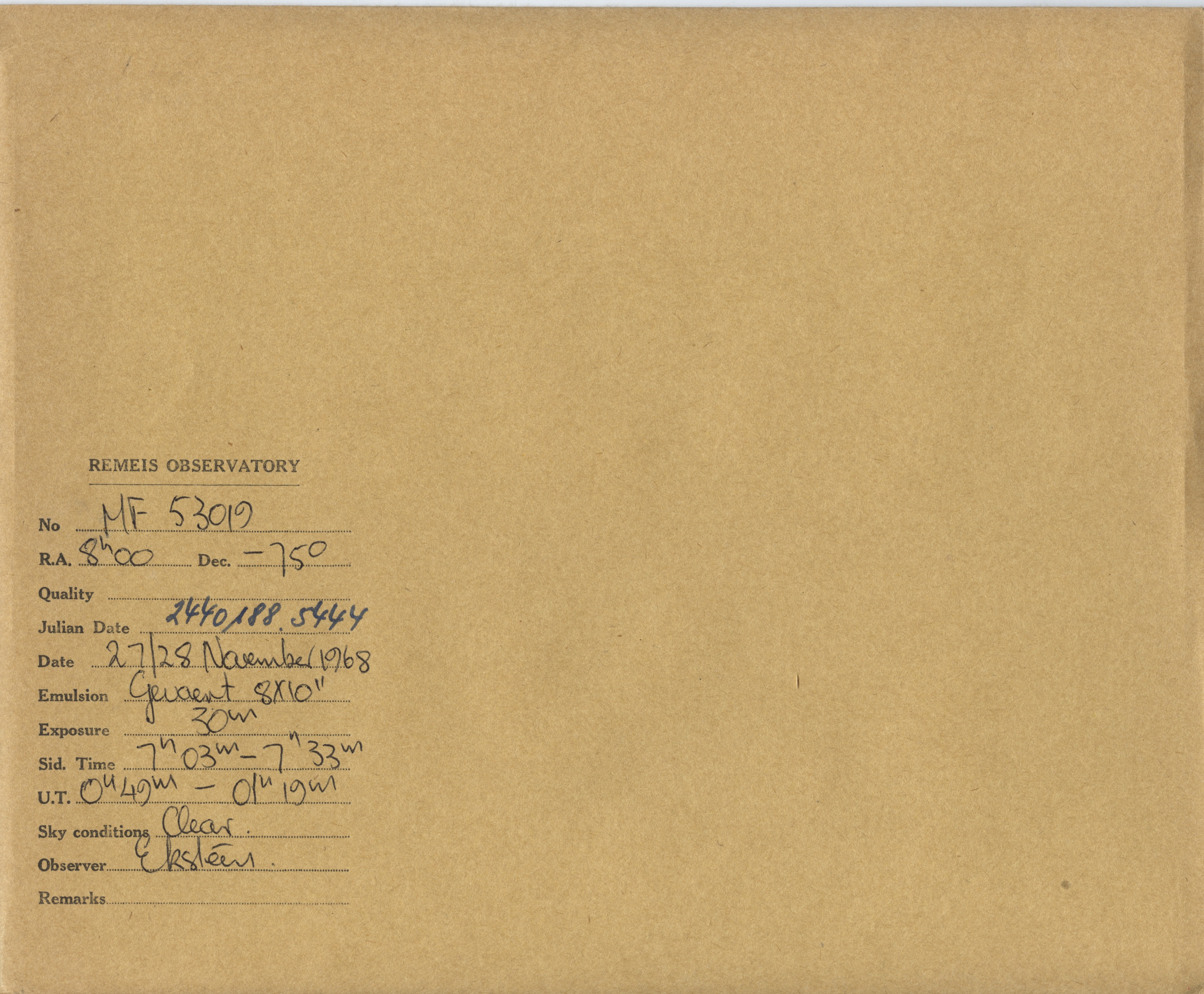 Plate envelope