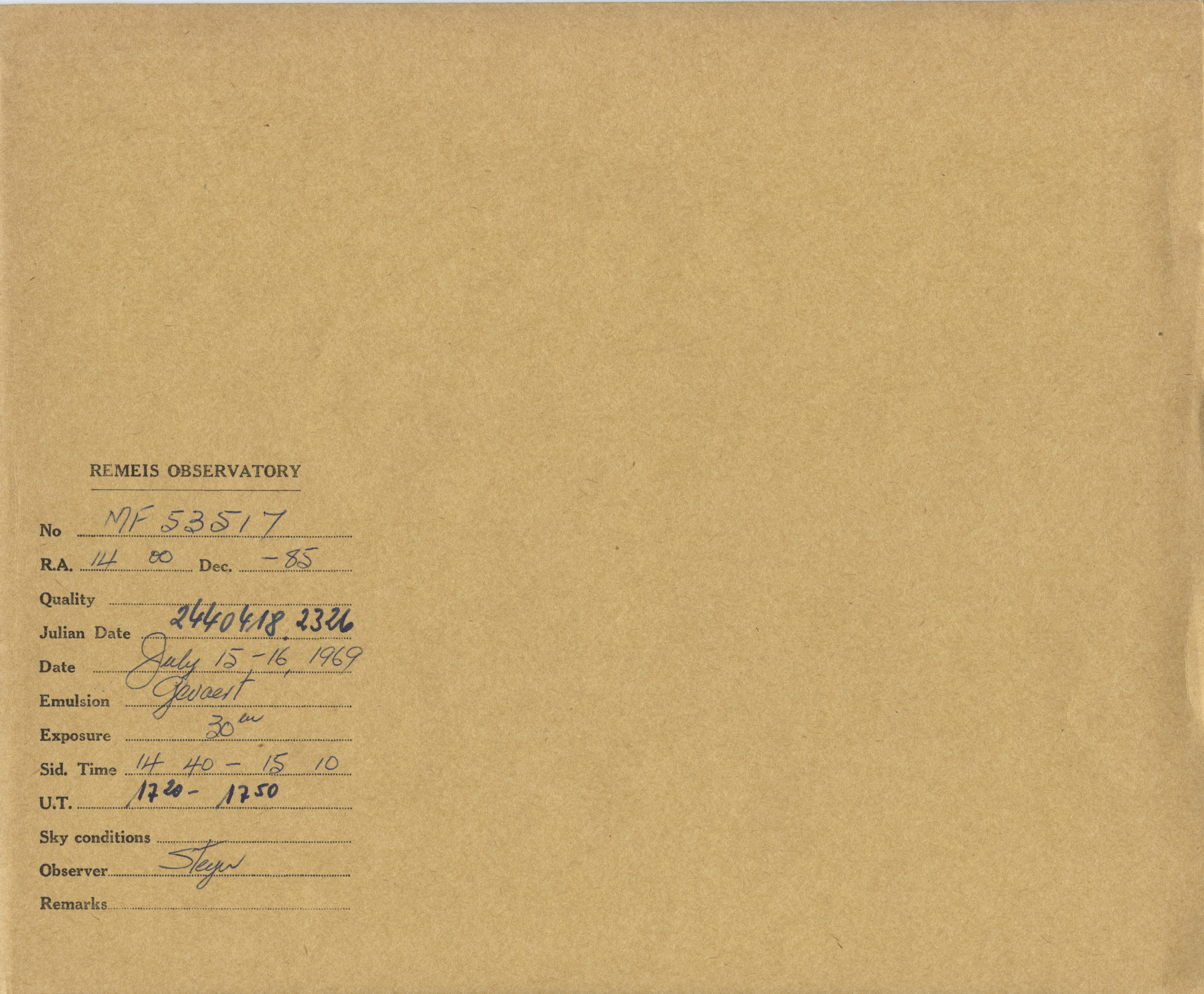 Plate envelope