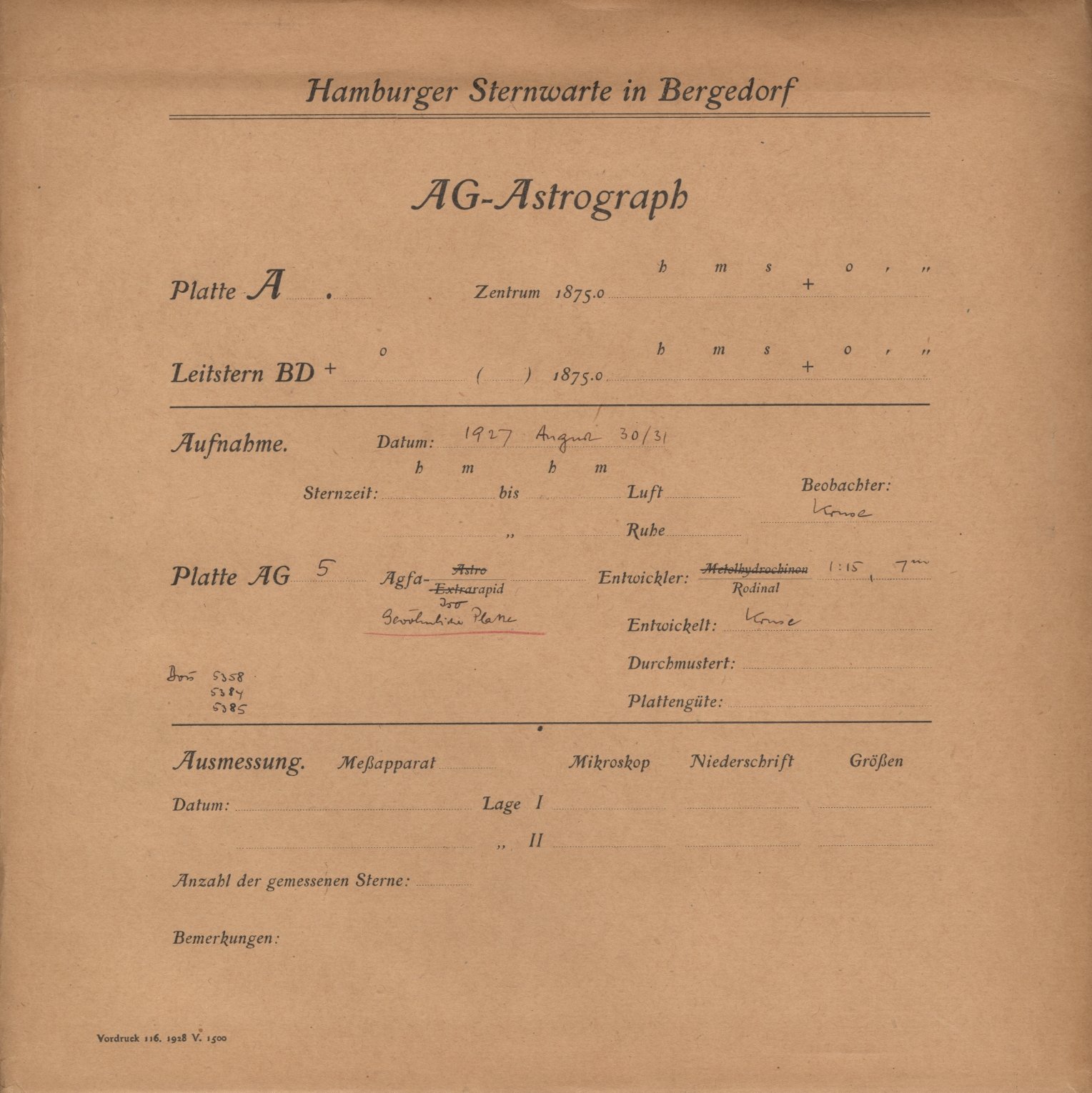 Plate envelope