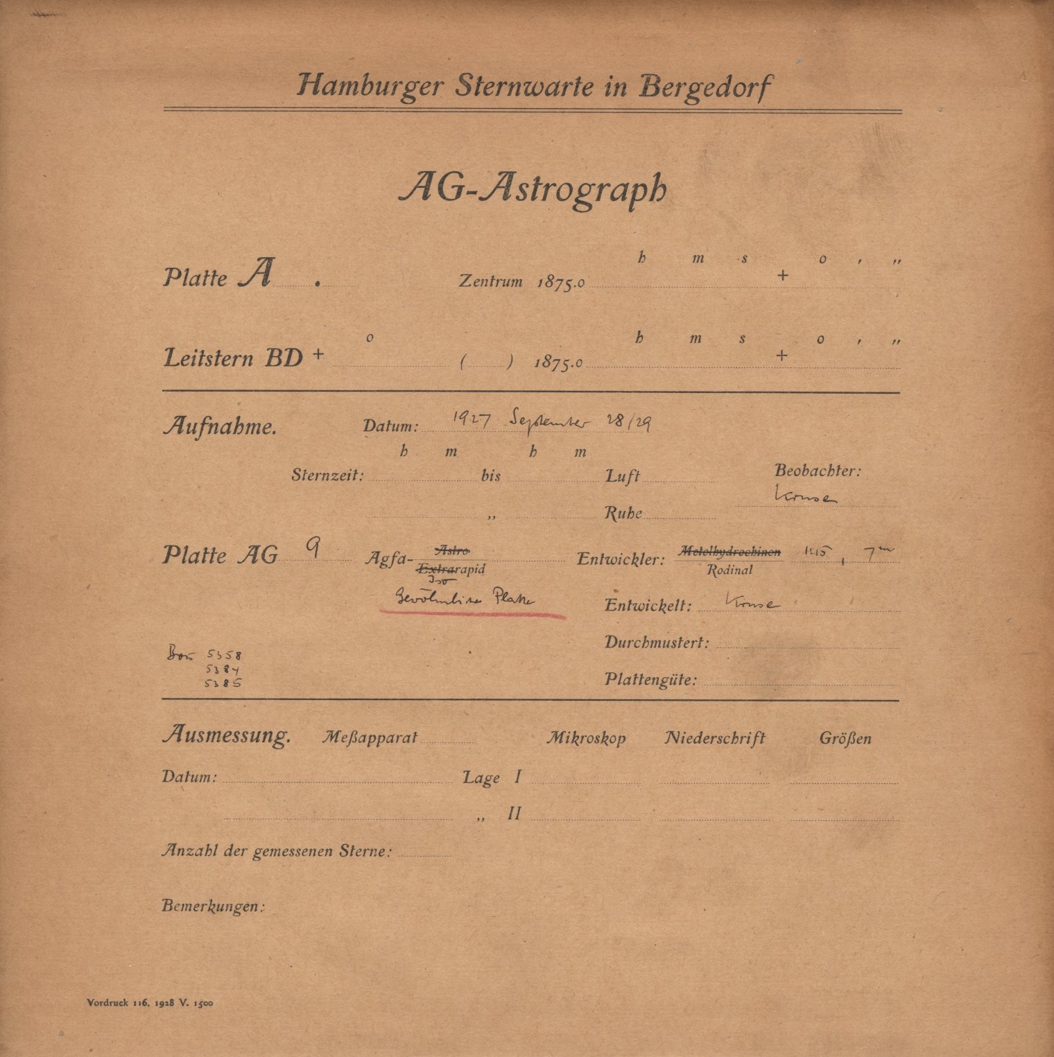 Plate envelope