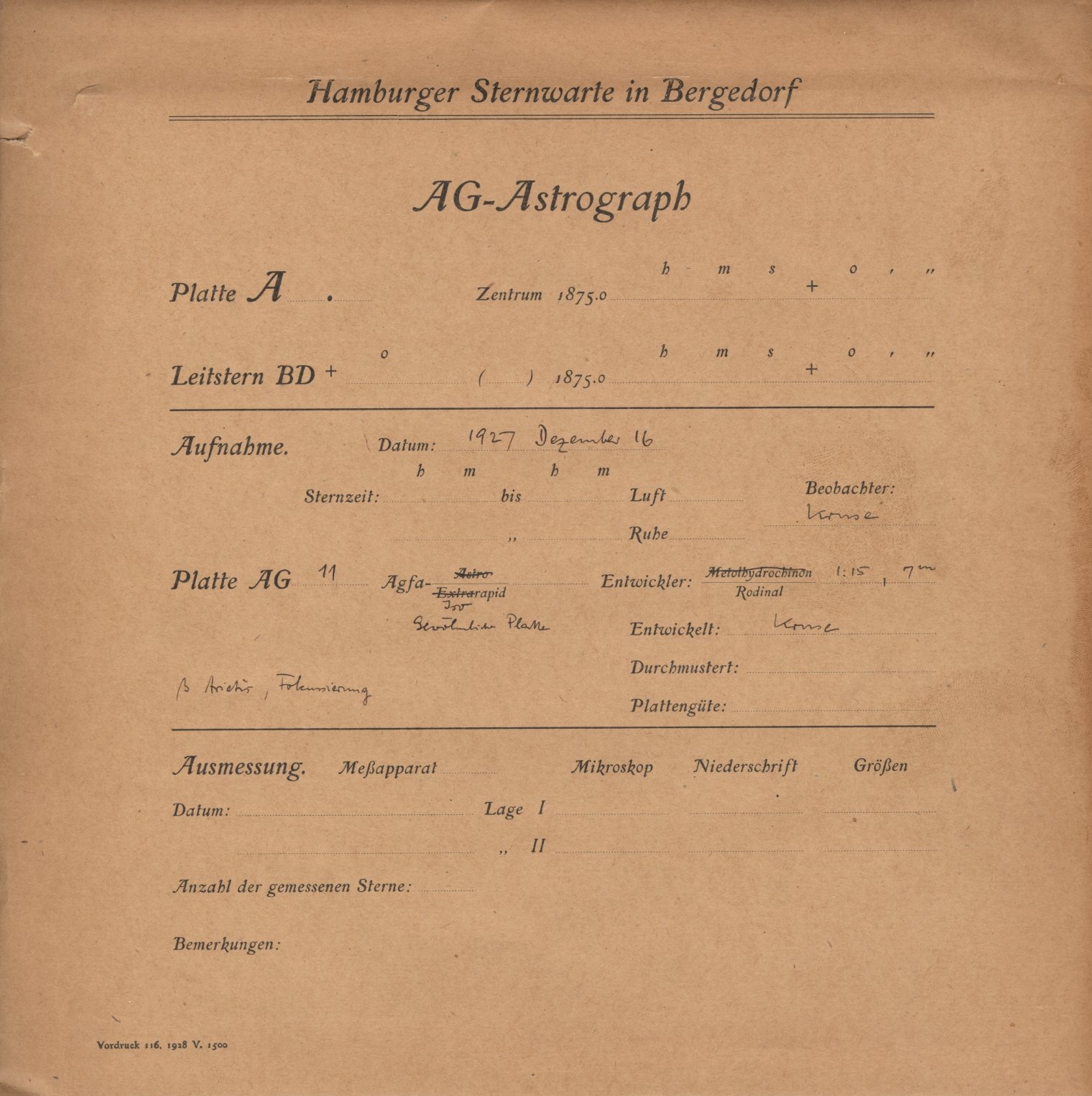Plate envelope
