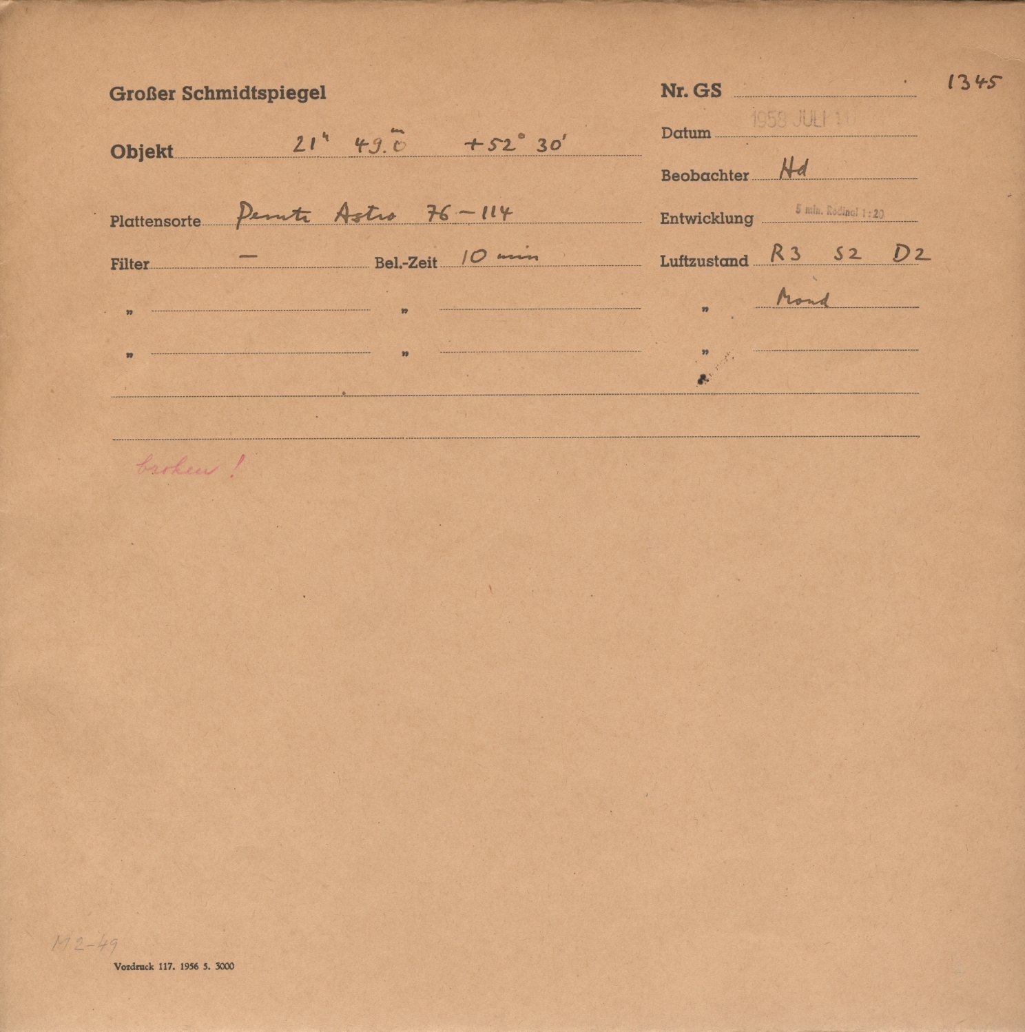 Plate envelope