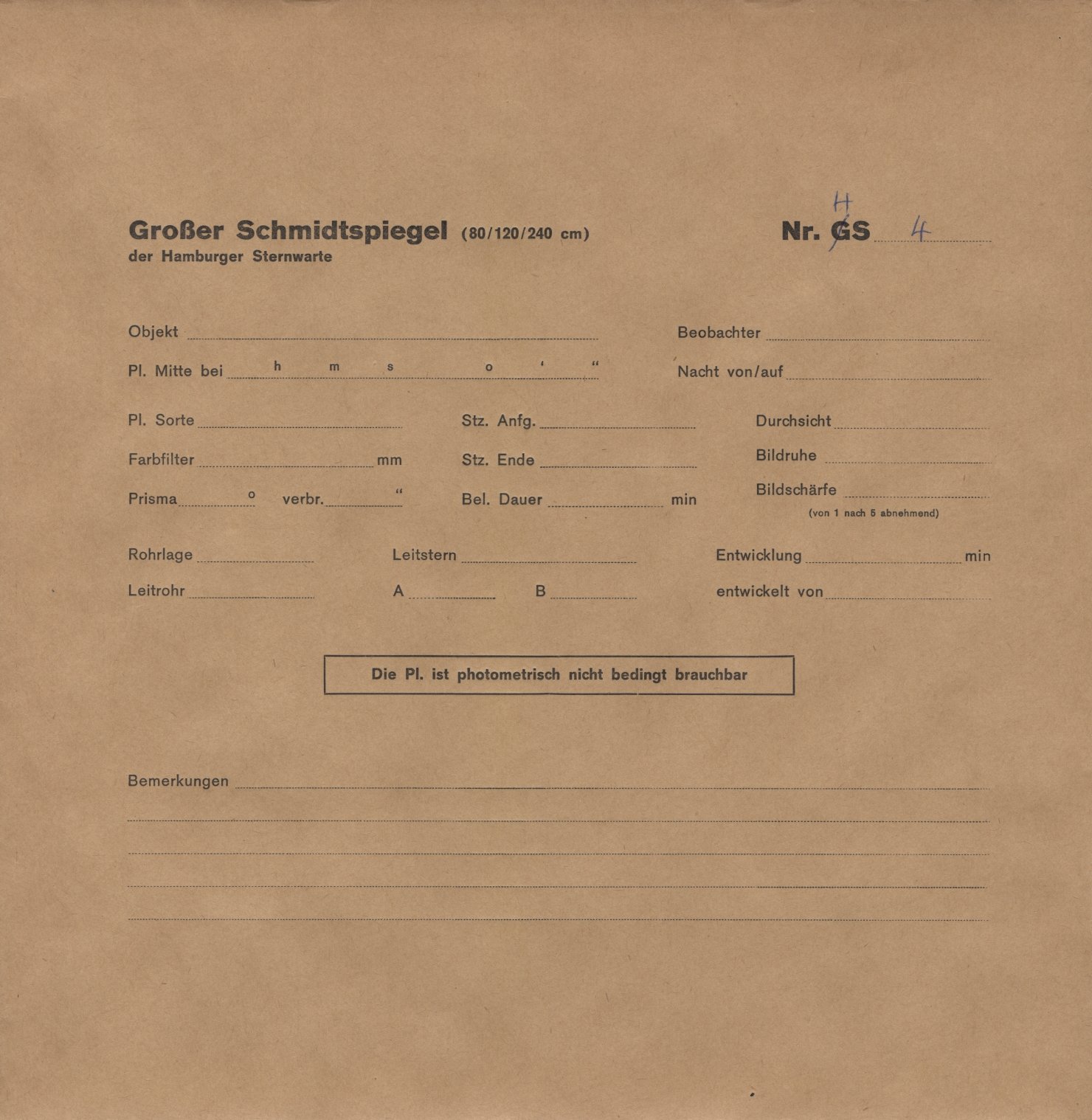 Plate envelope