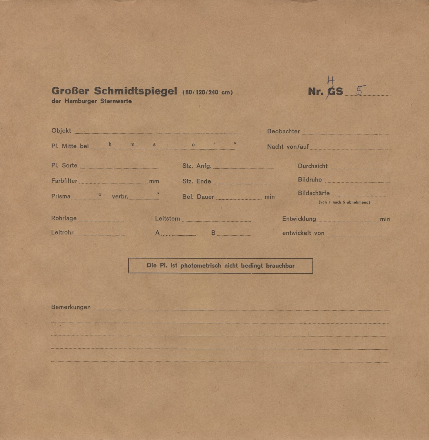 Plate envelope