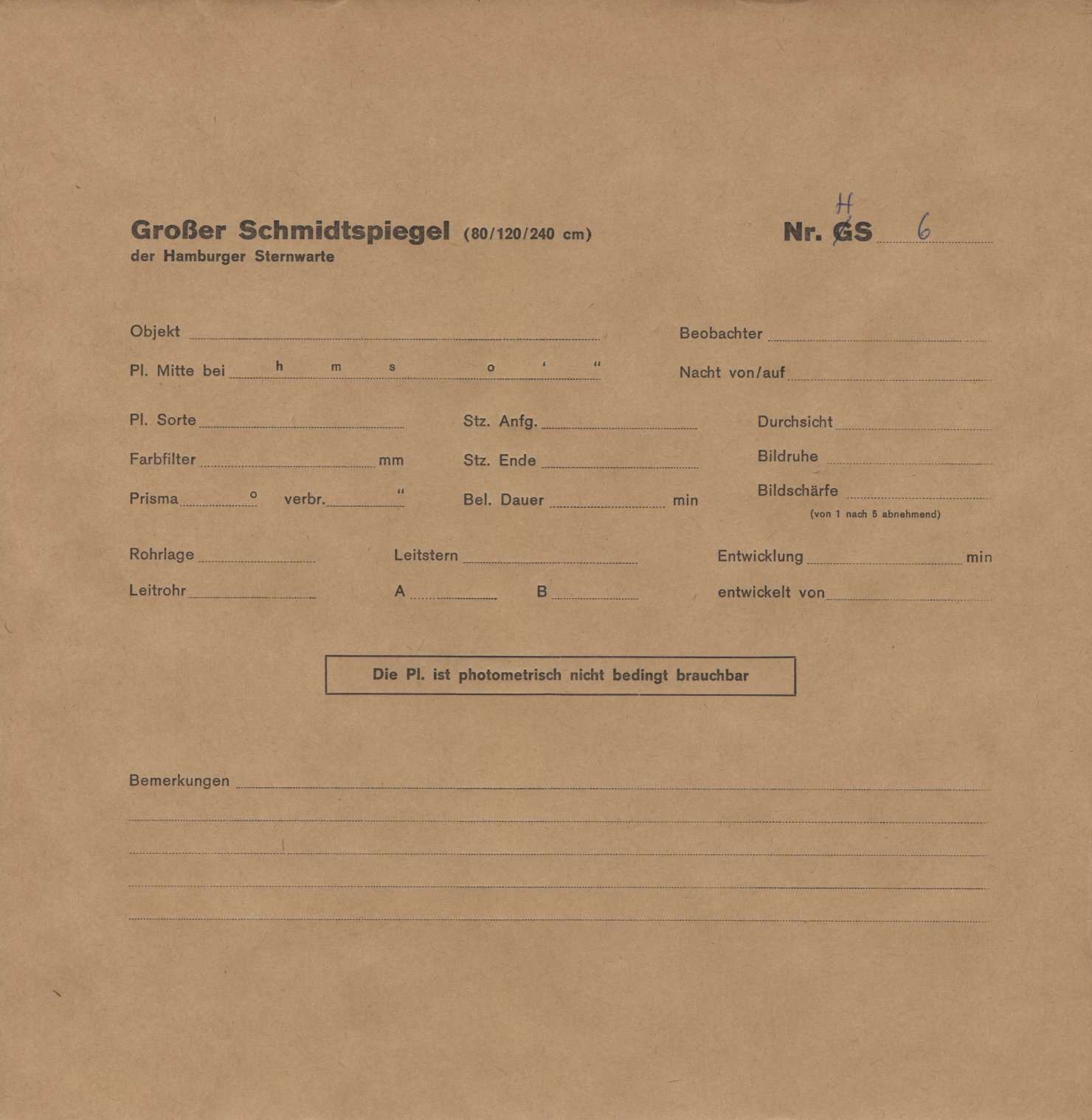 Plate envelope