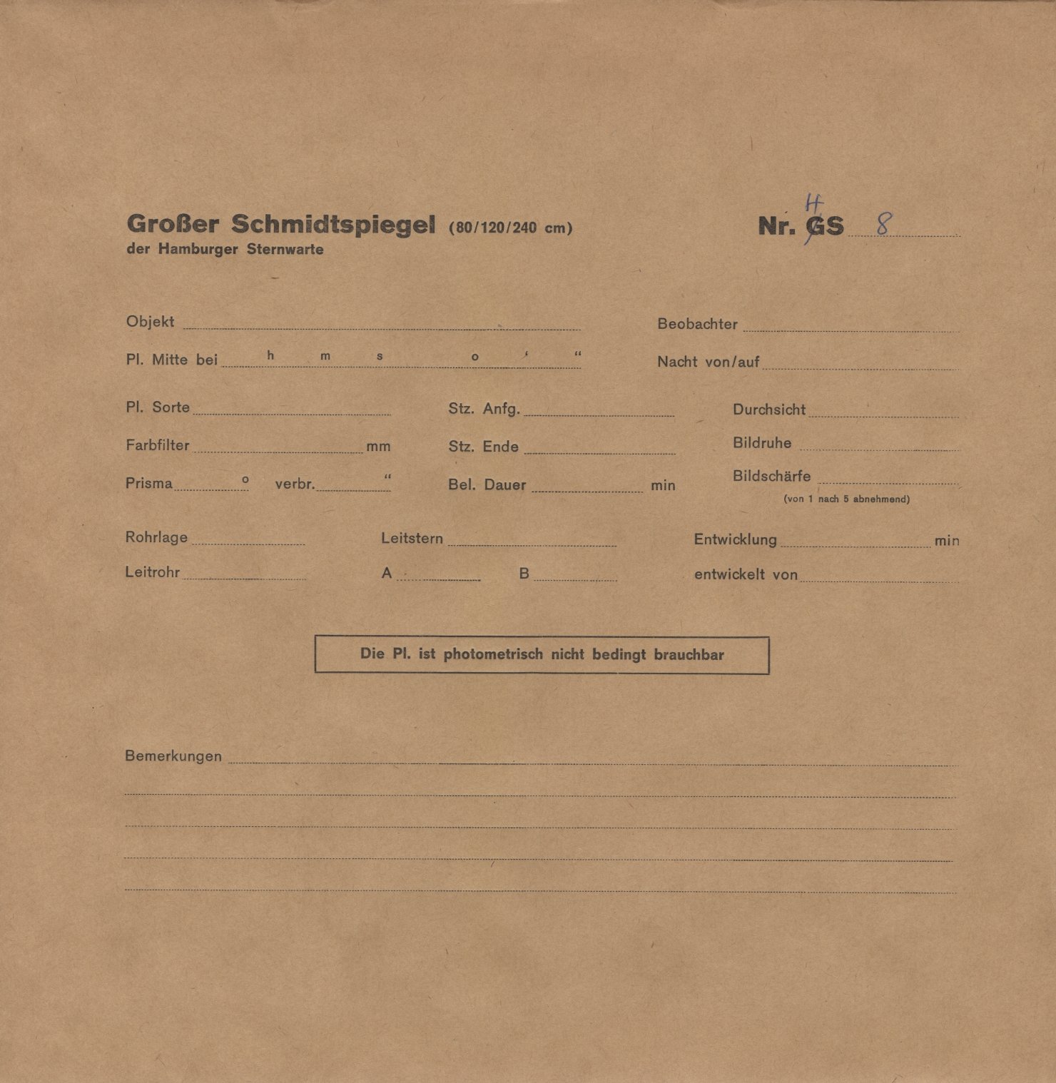 Plate envelope