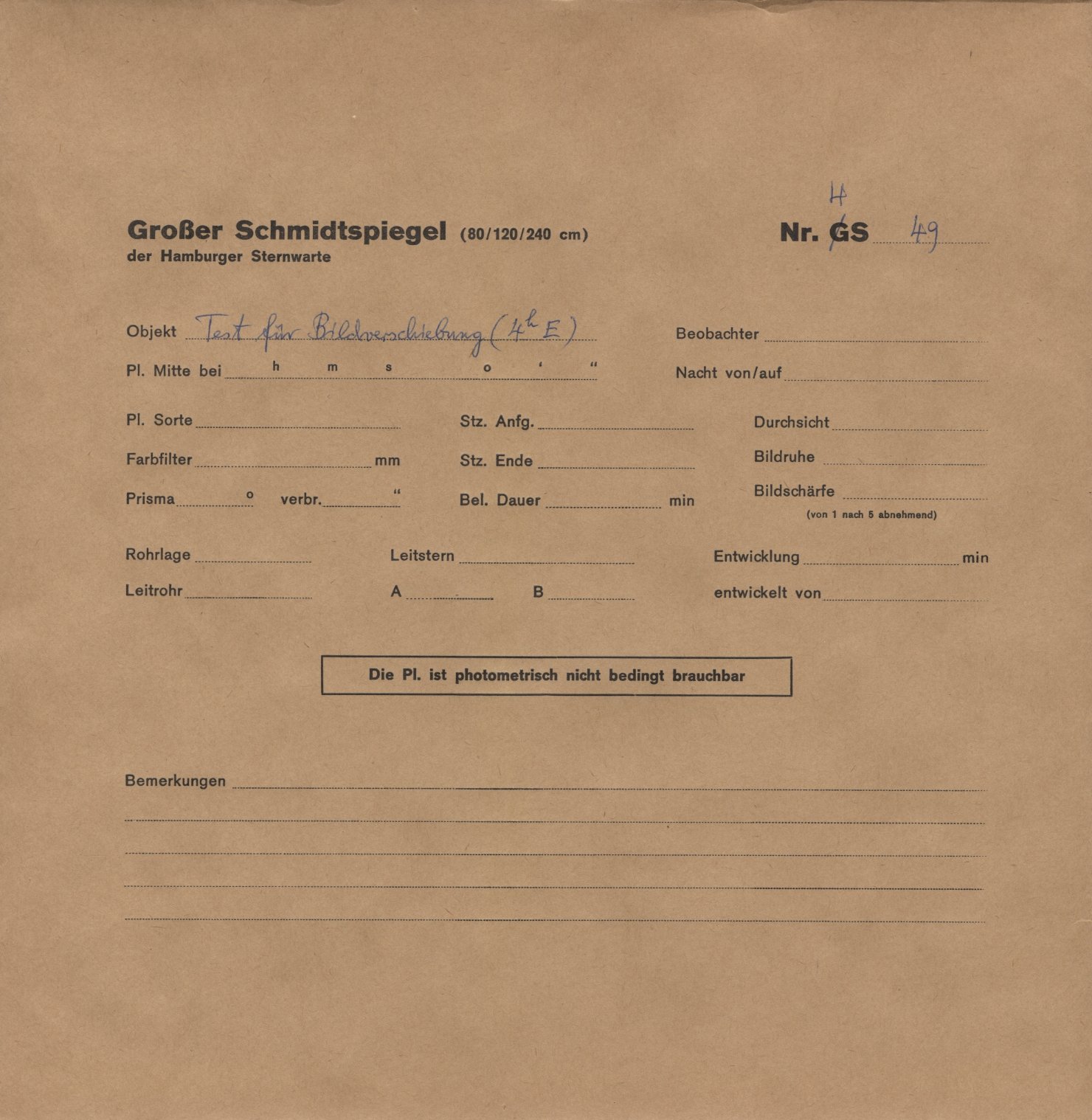 Plate envelope