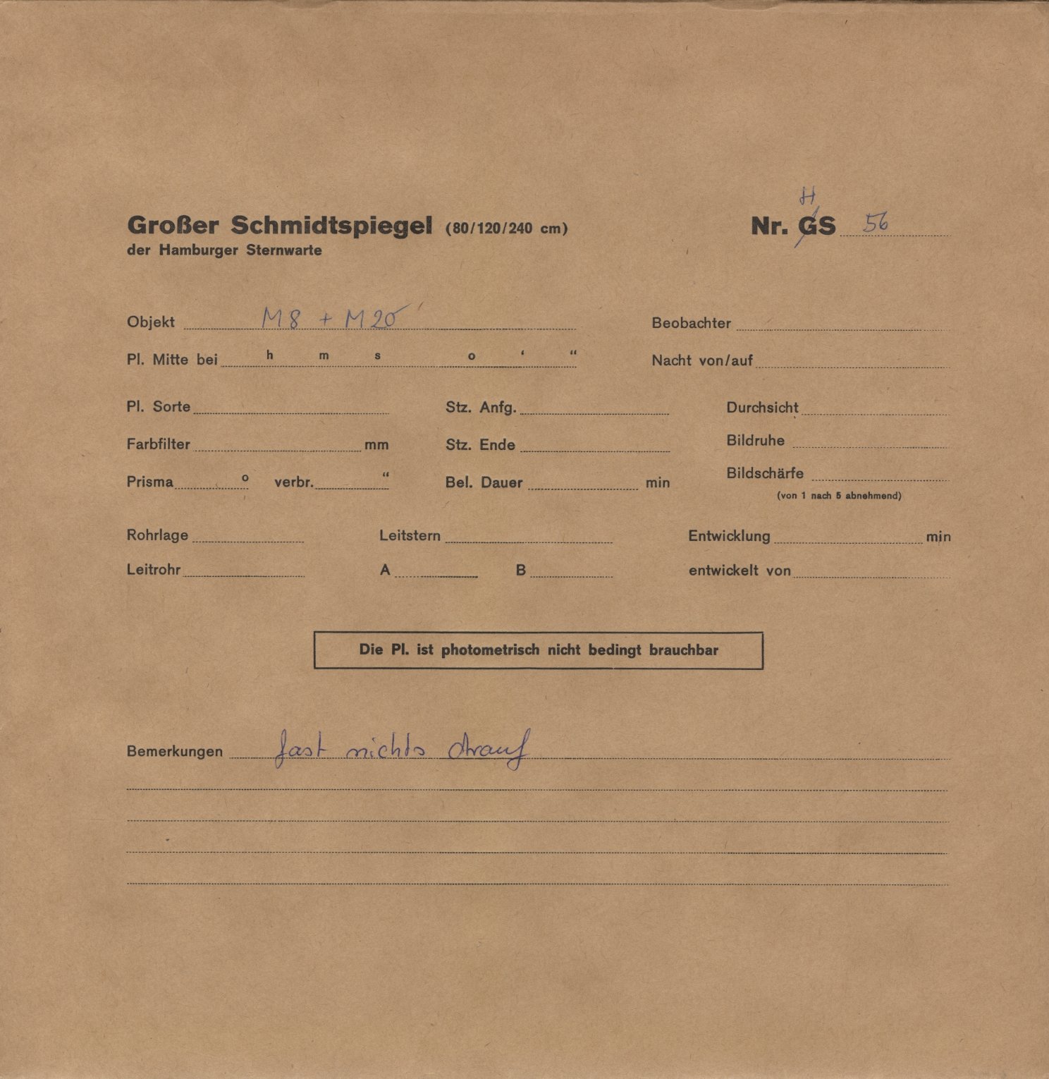 Plate envelope