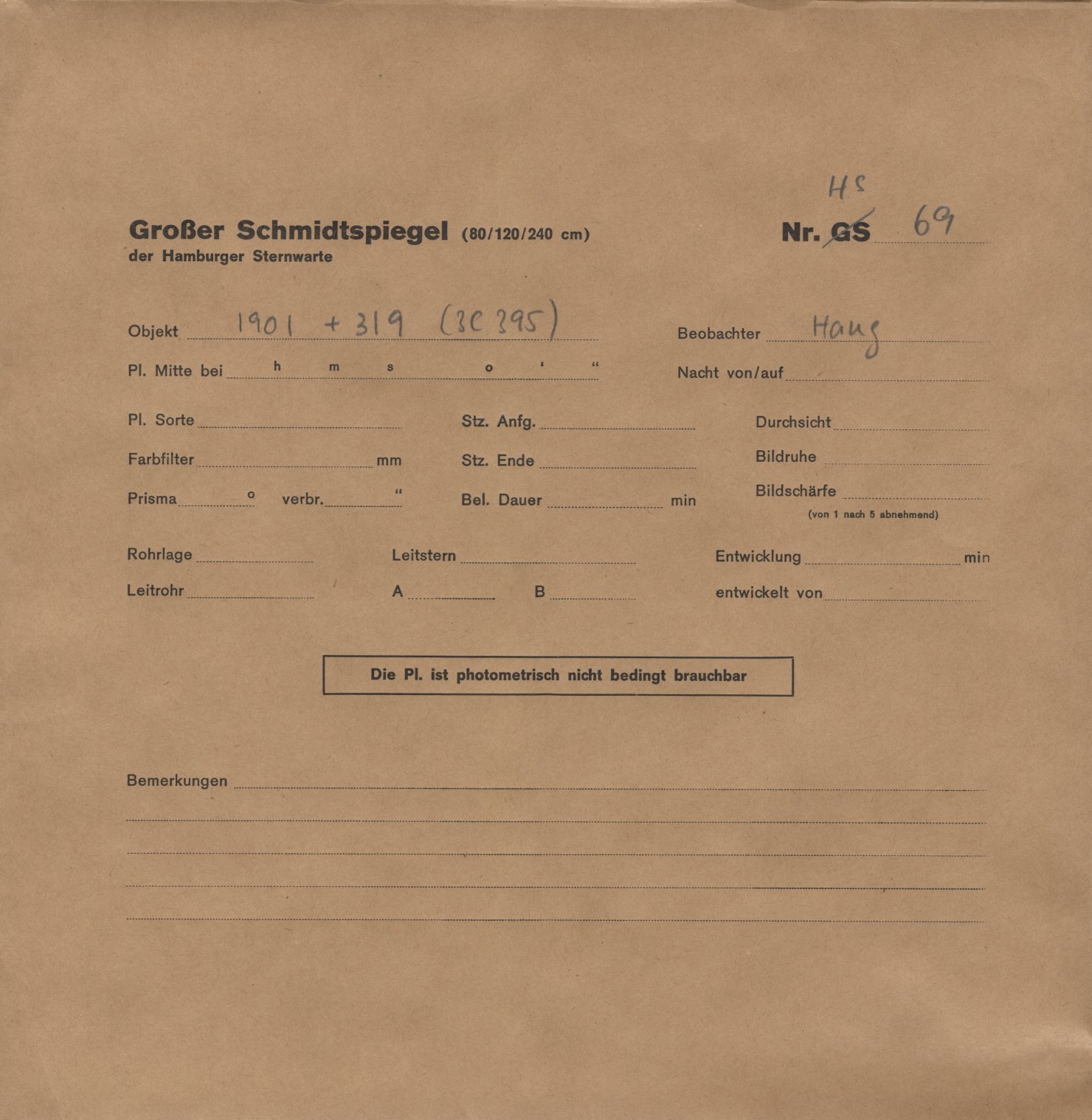 Plate envelope