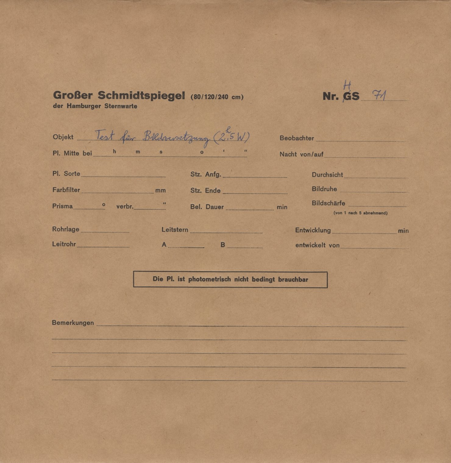 Plate envelope