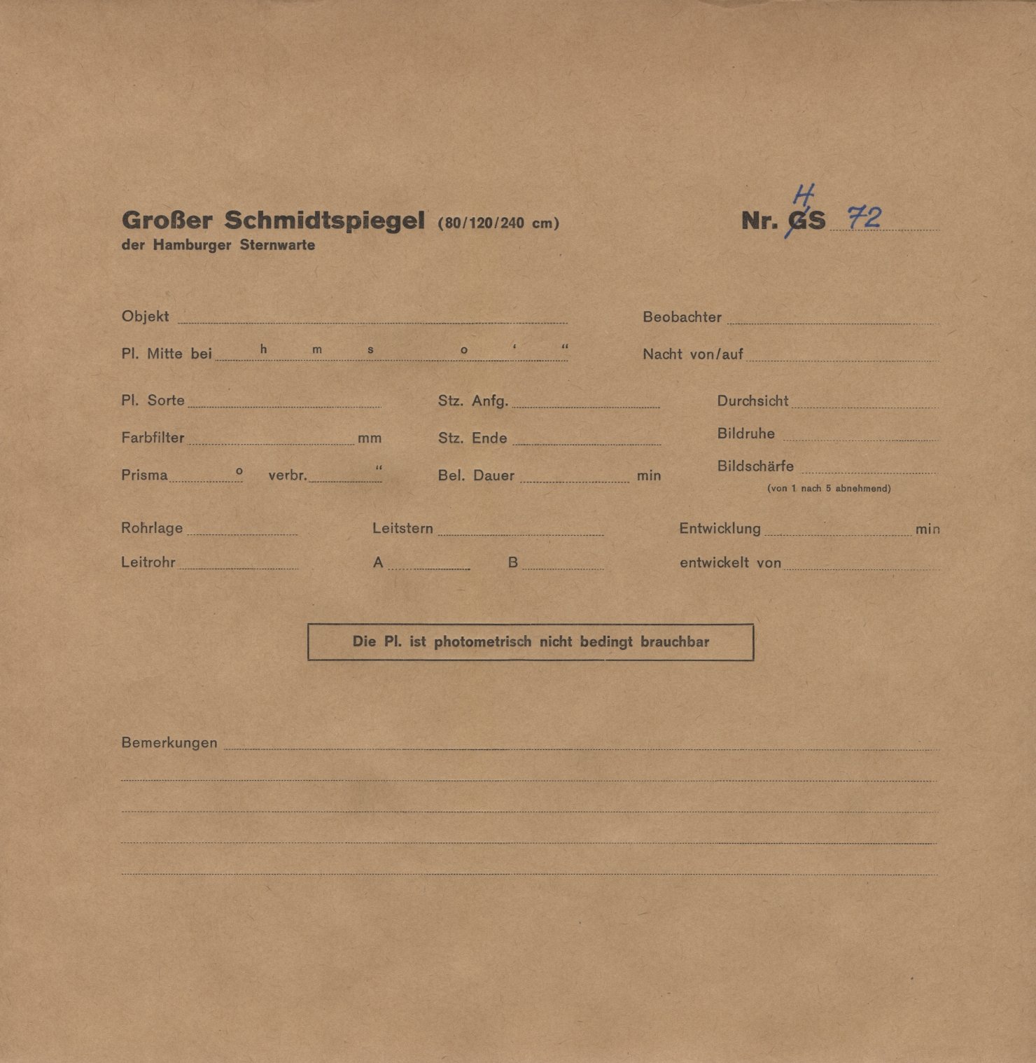 Plate envelope