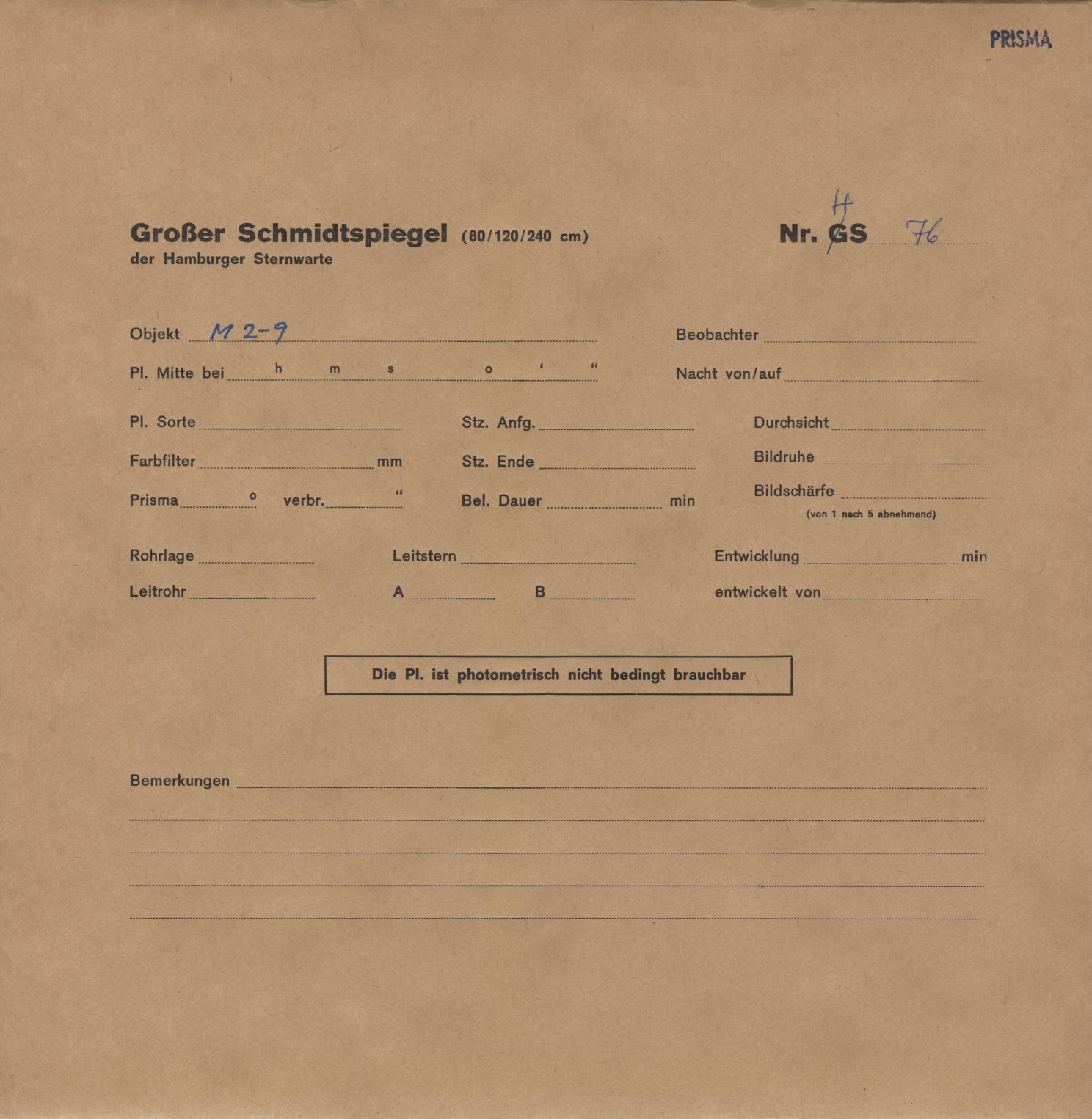Plate envelope