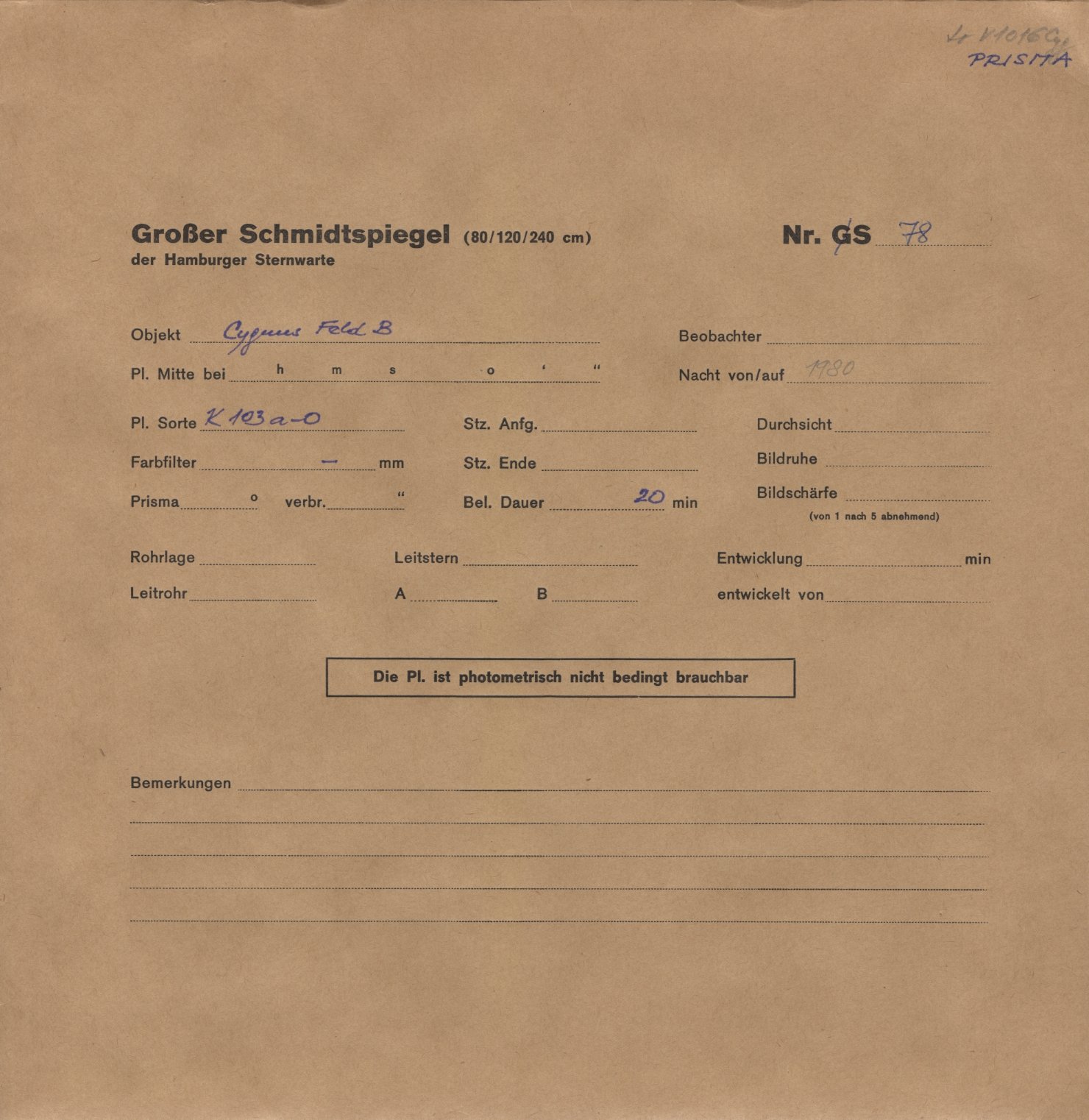 Plate envelope