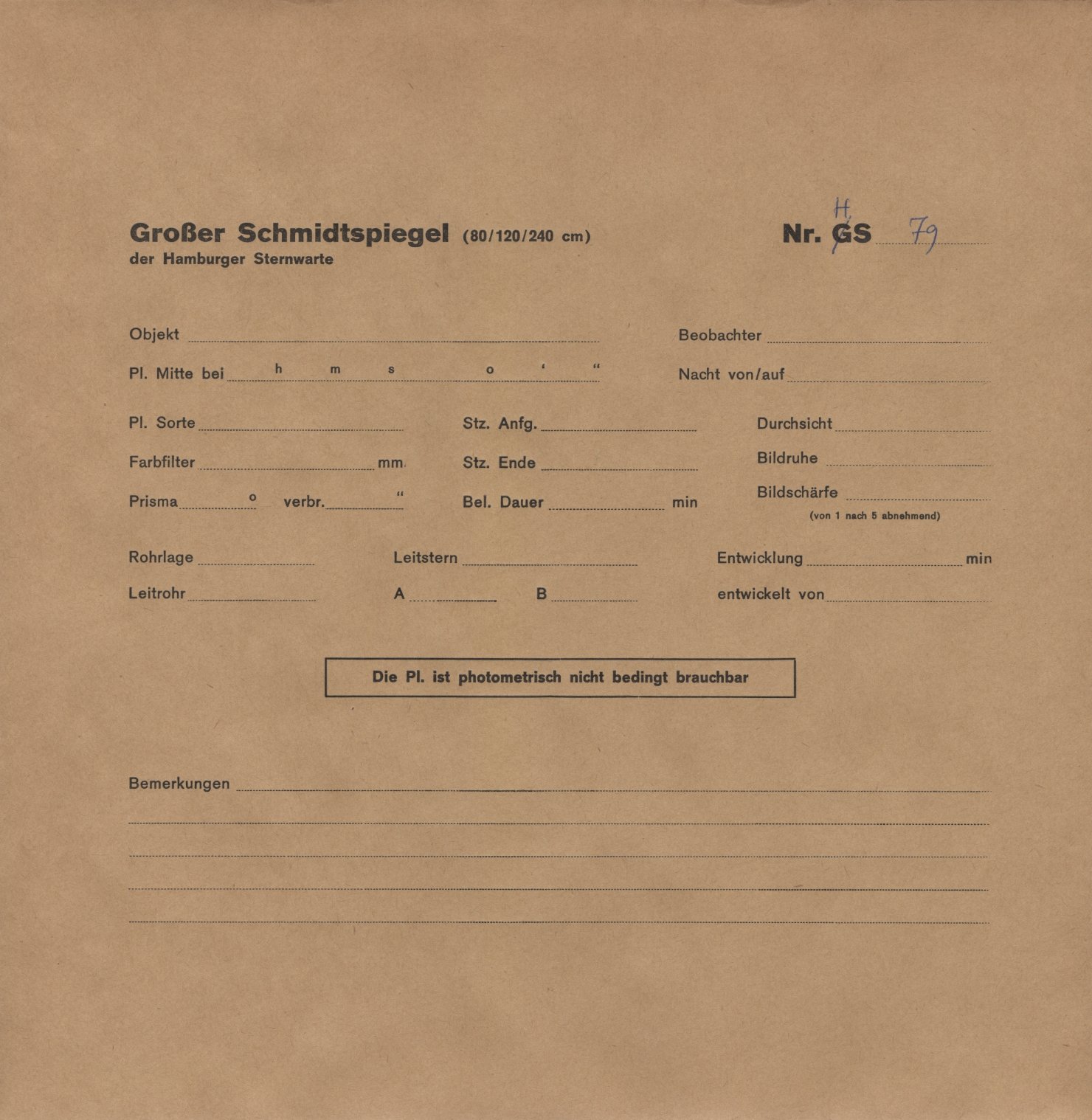 Plate envelope