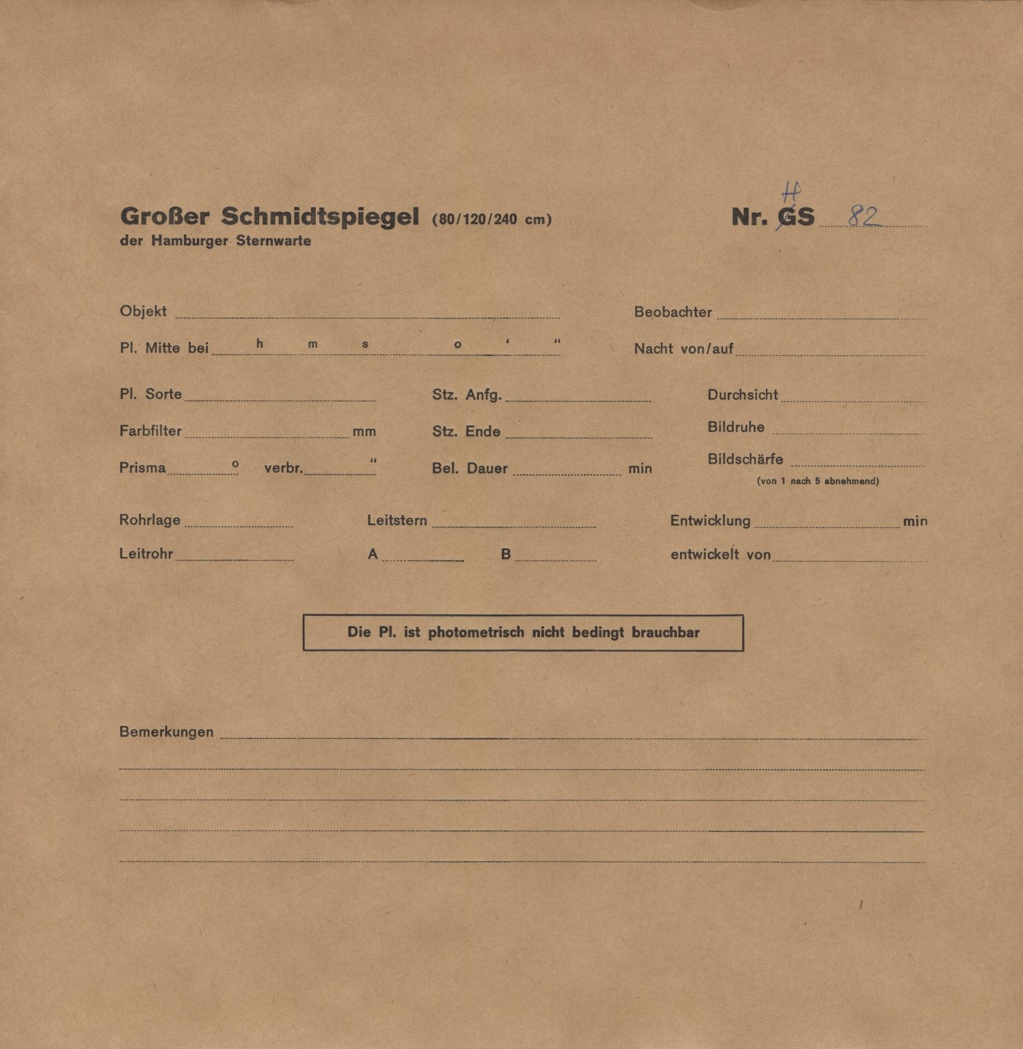 Plate envelope