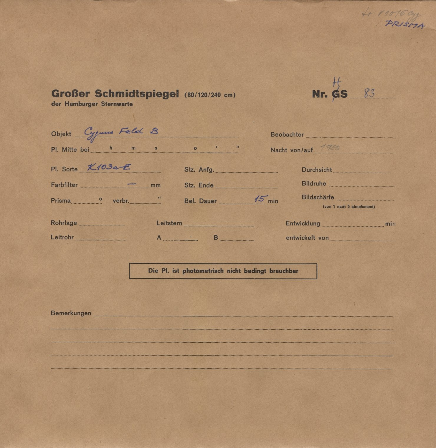 Plate envelope