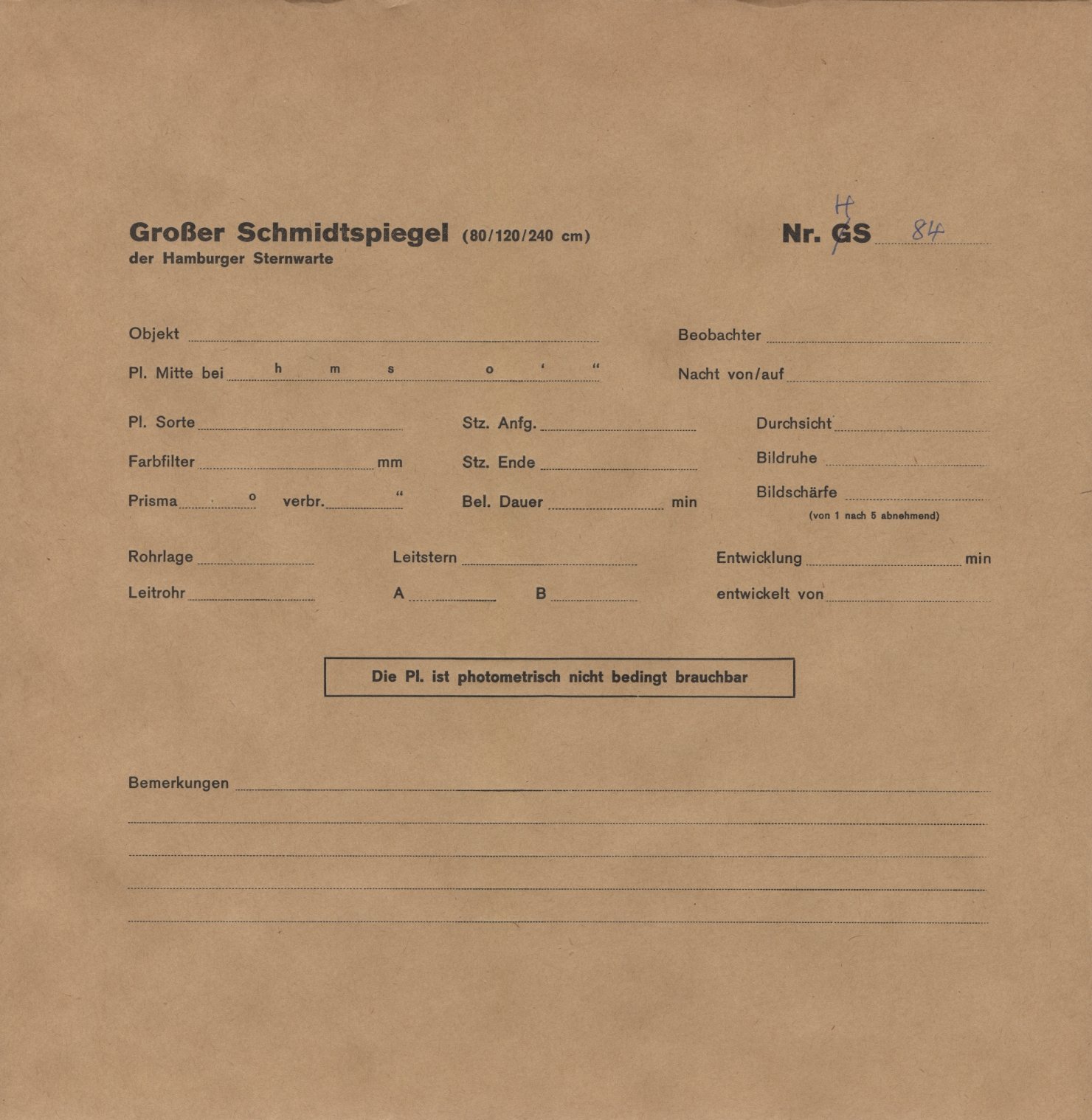 Plate envelope