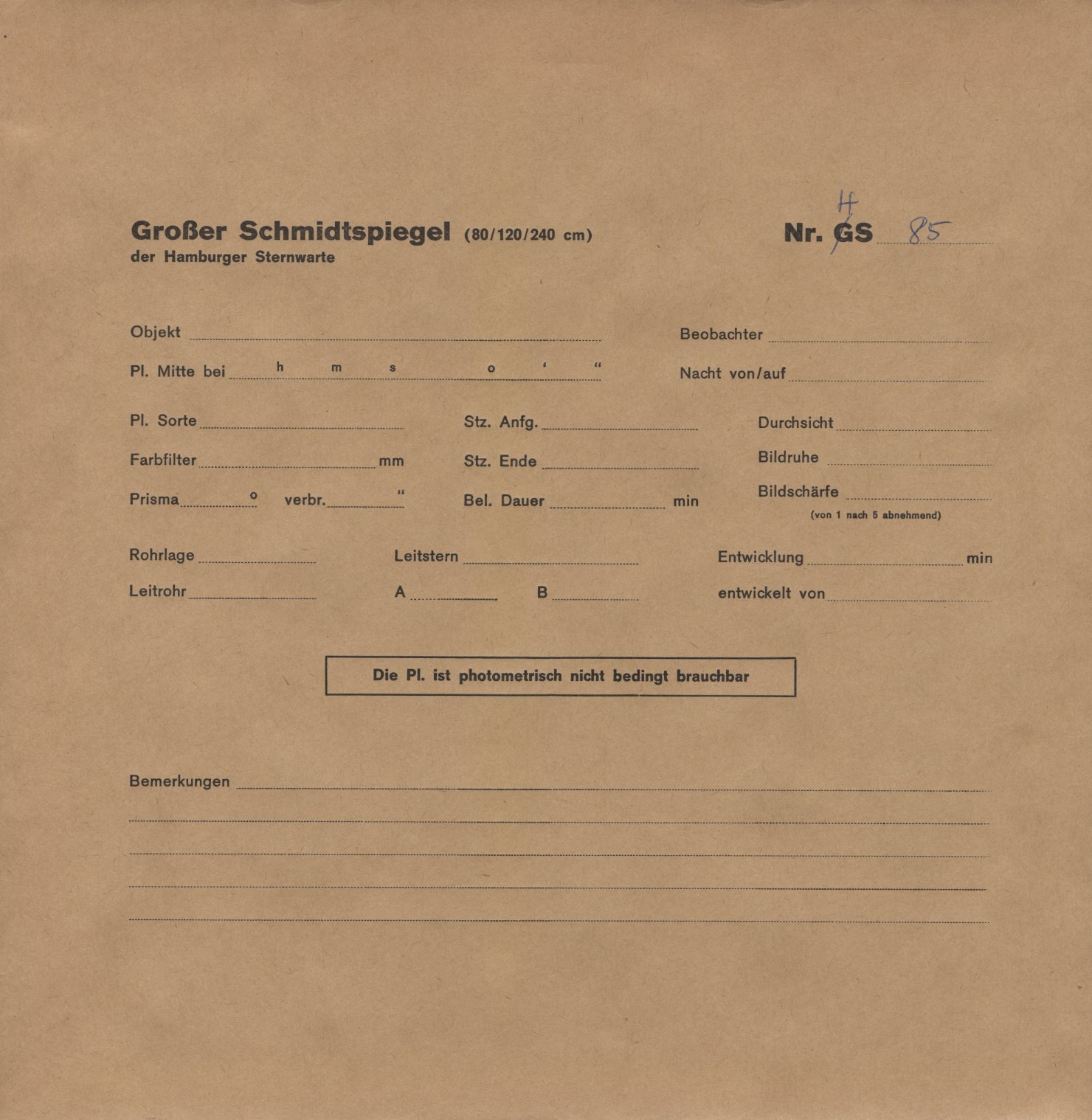 Plate envelope