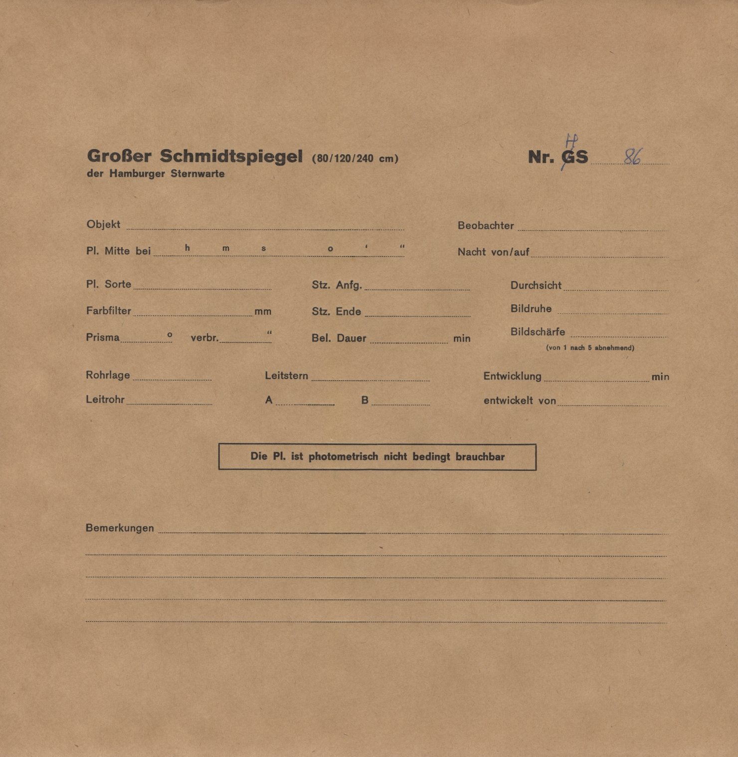 Plate envelope