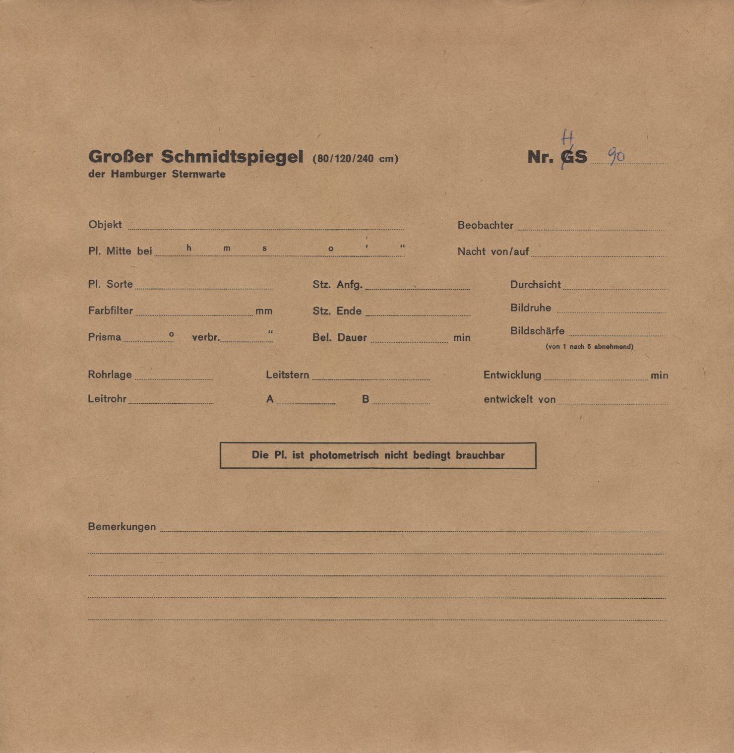Plate envelope