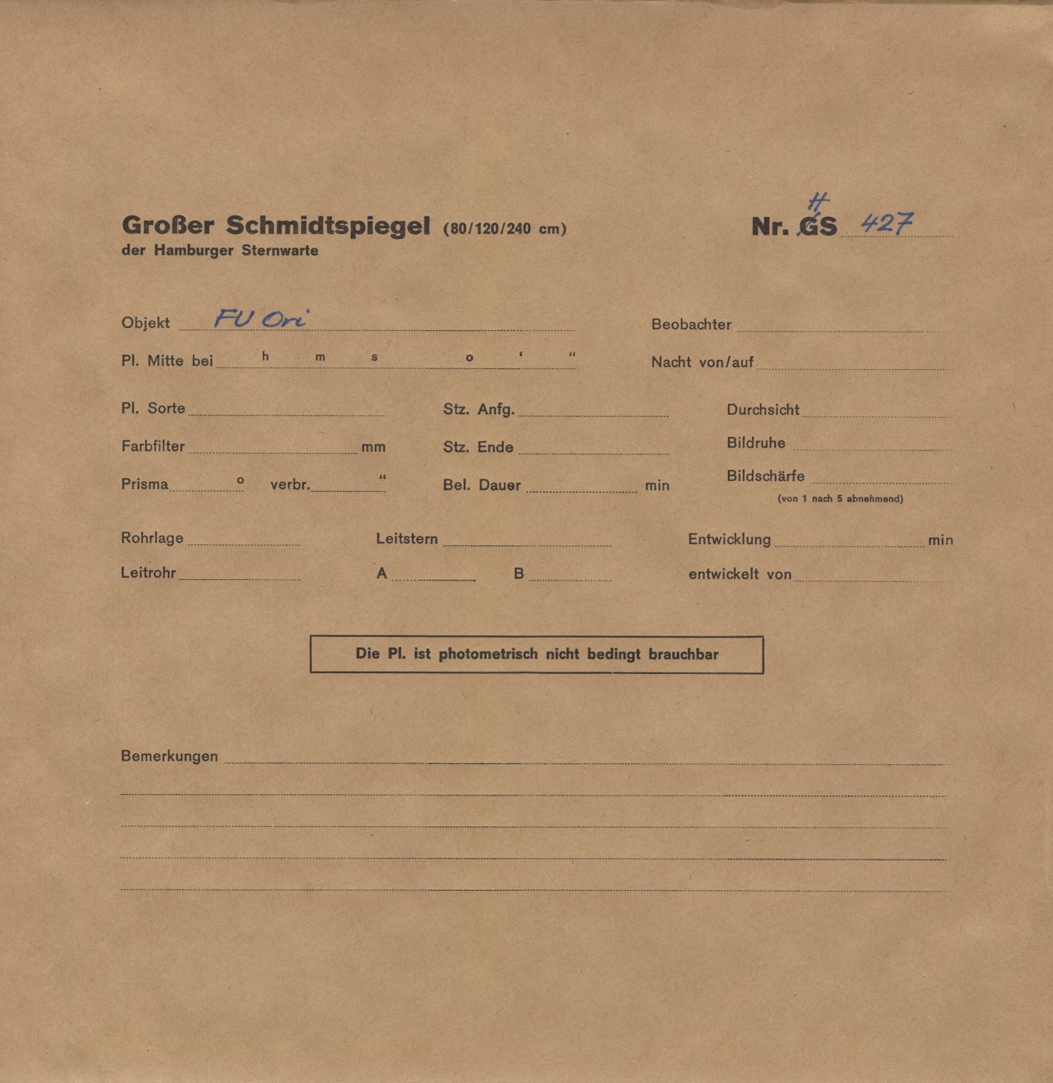 Plate envelope
