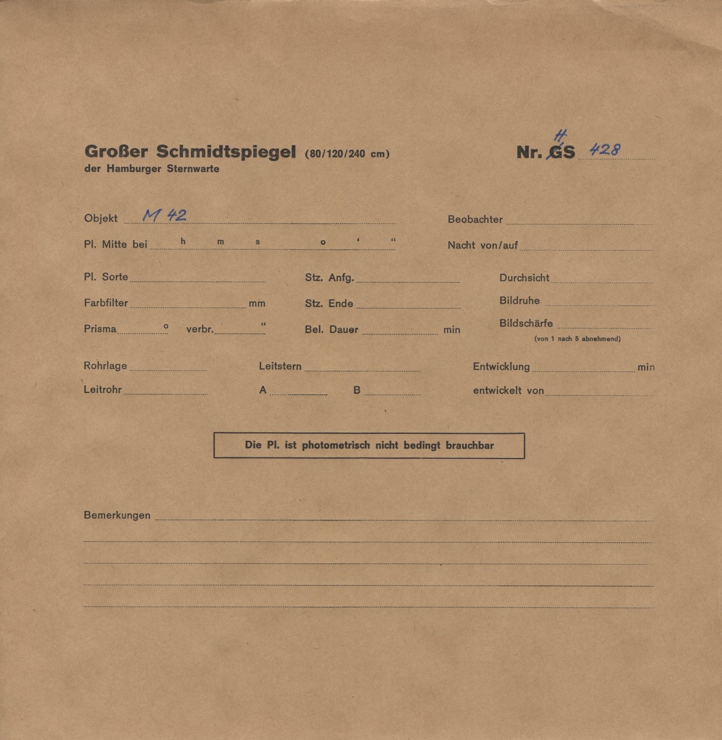 Plate envelope