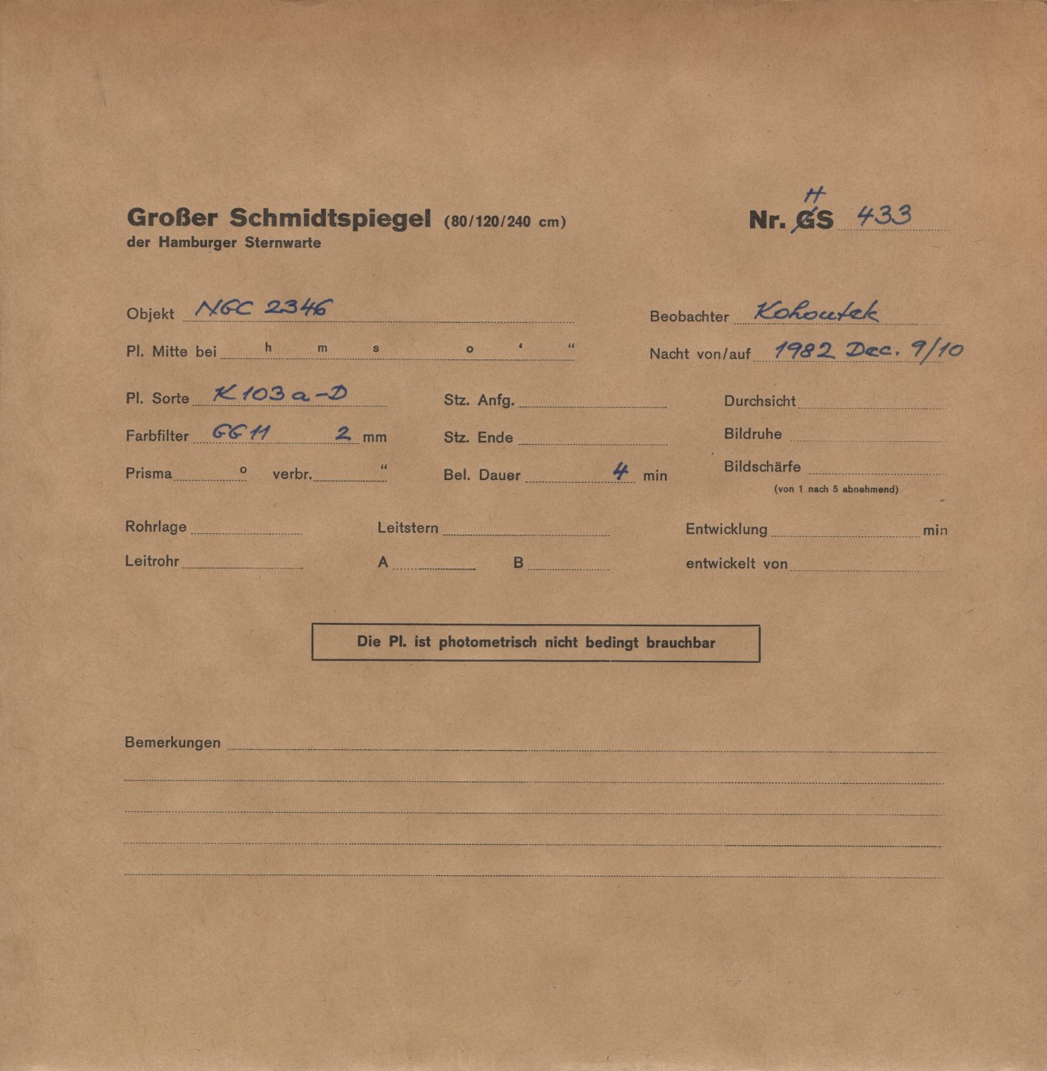 Plate envelope