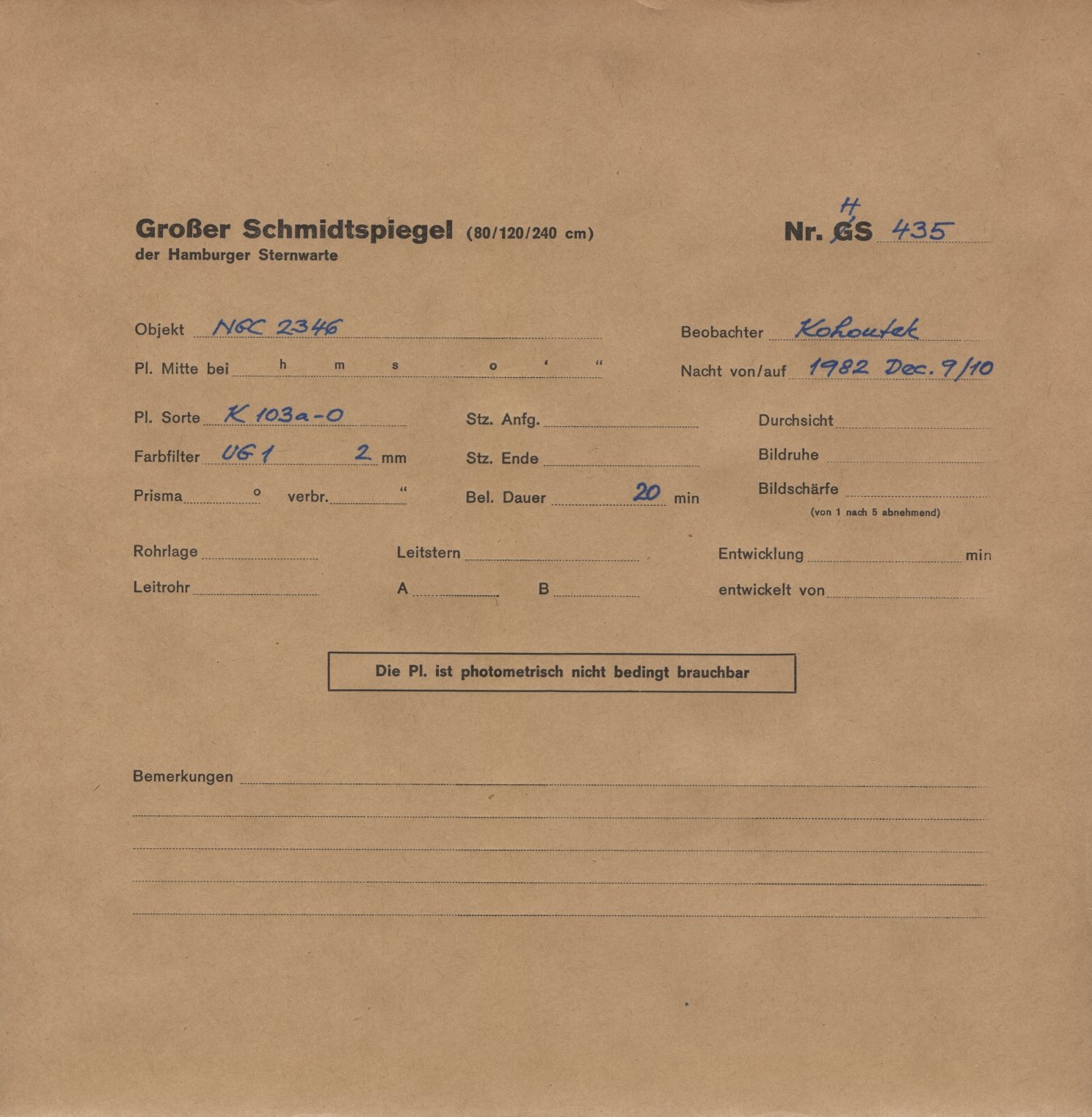 Plate envelope