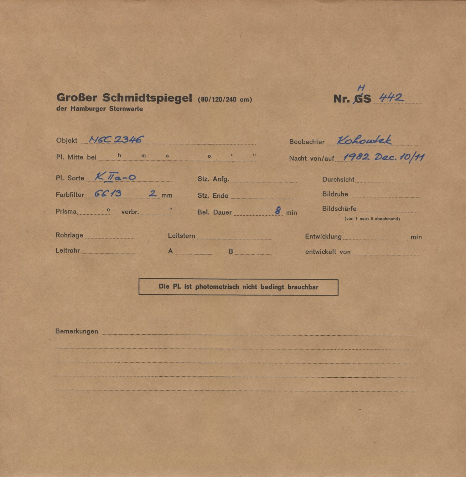 Plate envelope