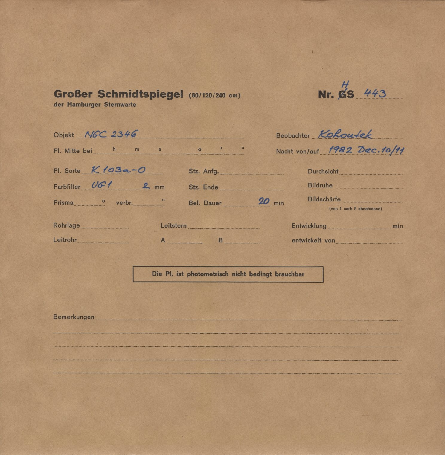 Plate envelope