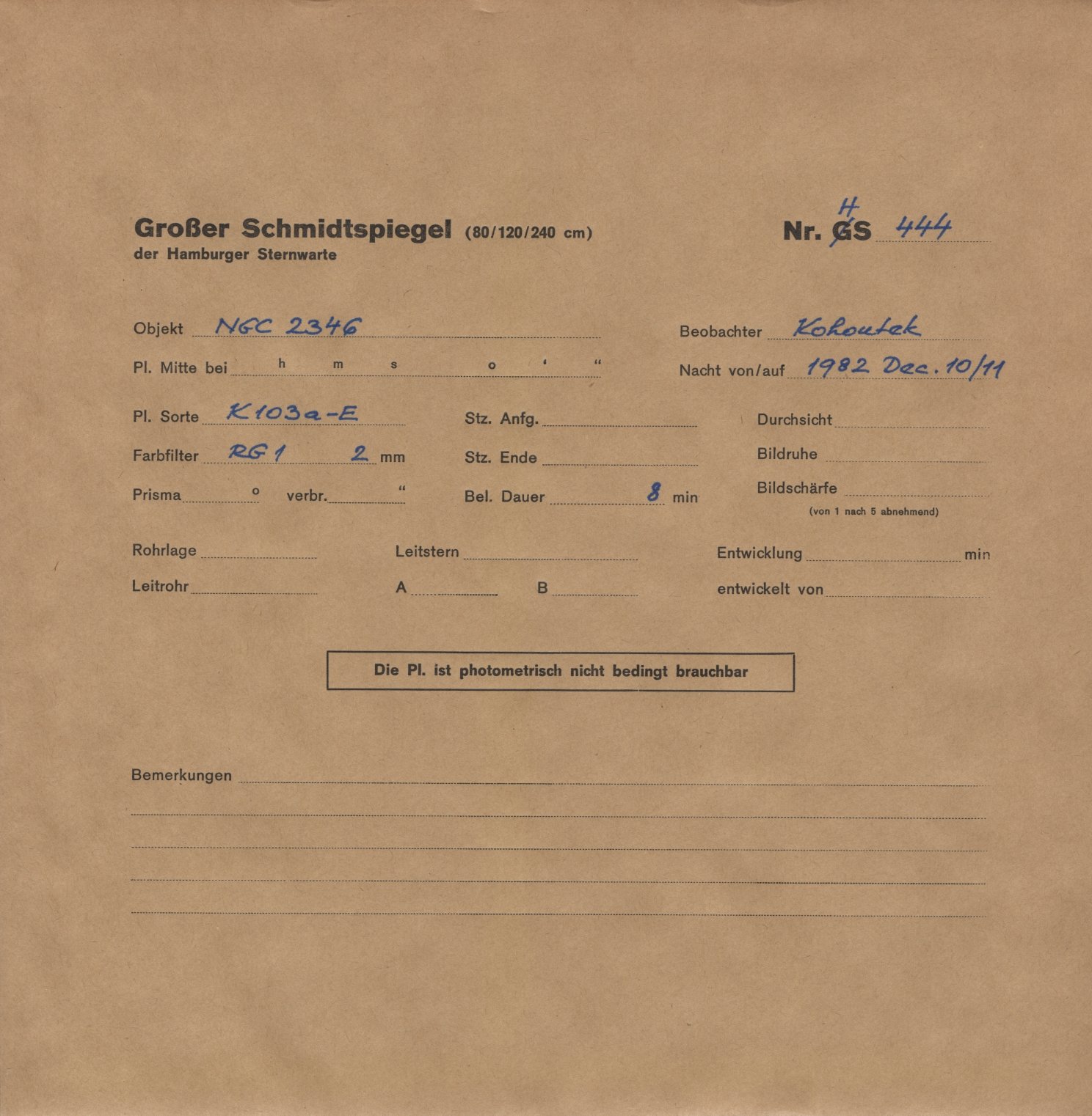 Plate envelope