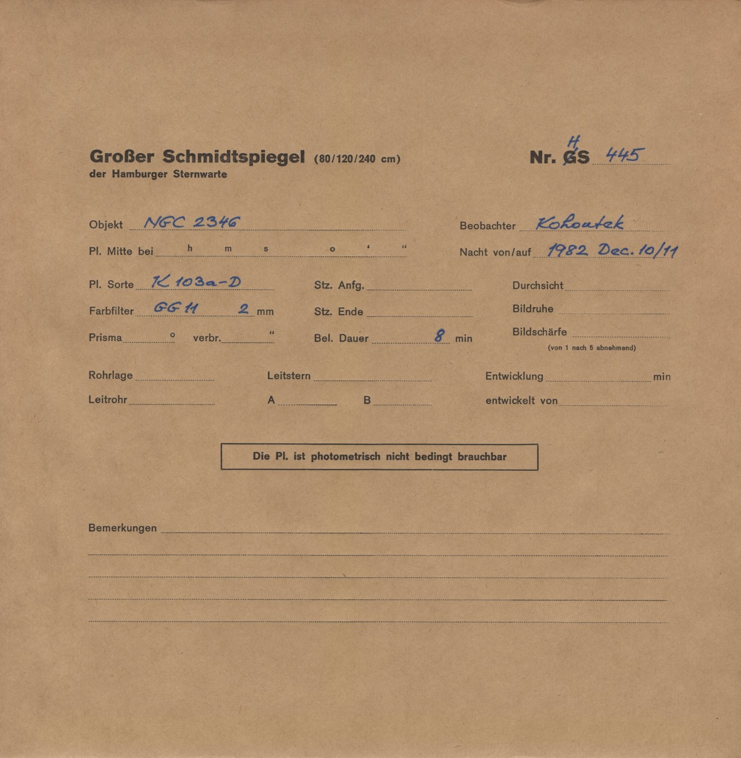 Plate envelope