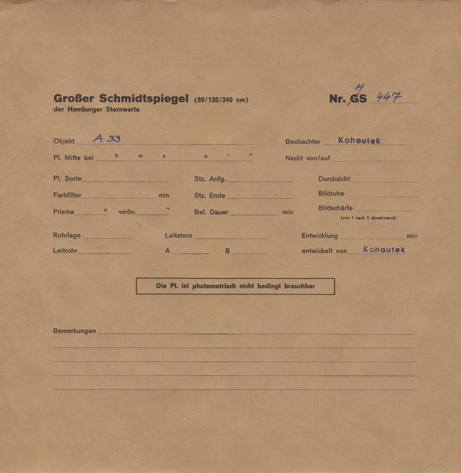Plate envelope