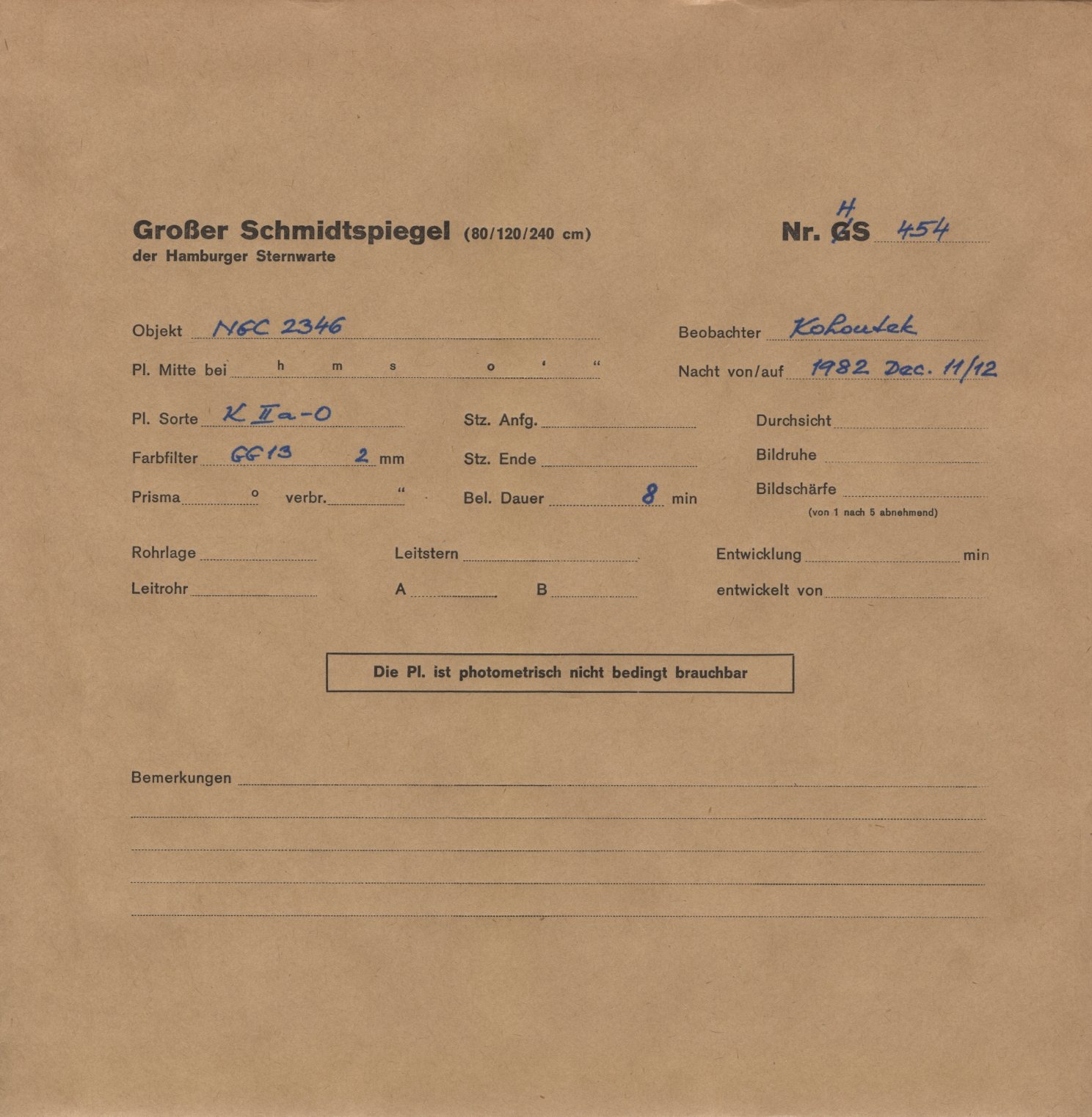 Plate envelope