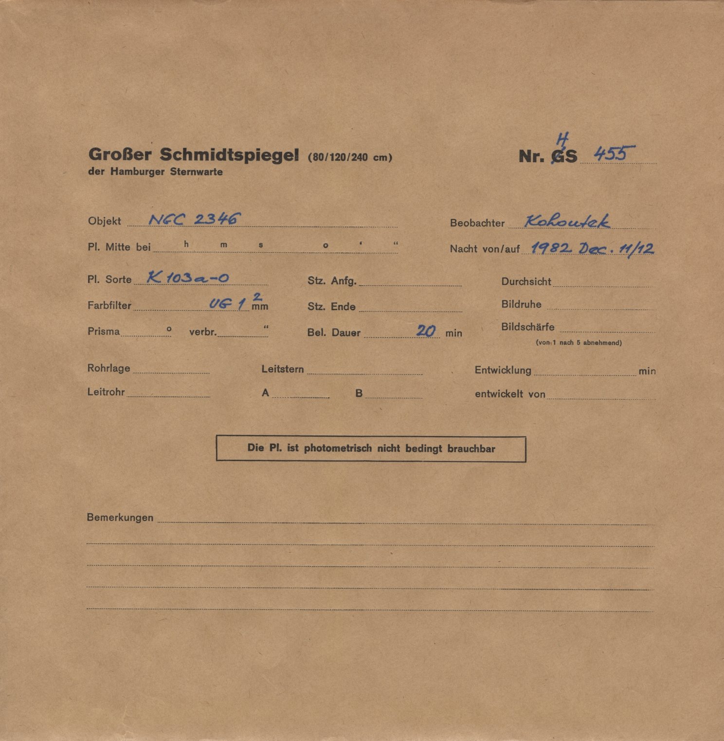 Plate envelope