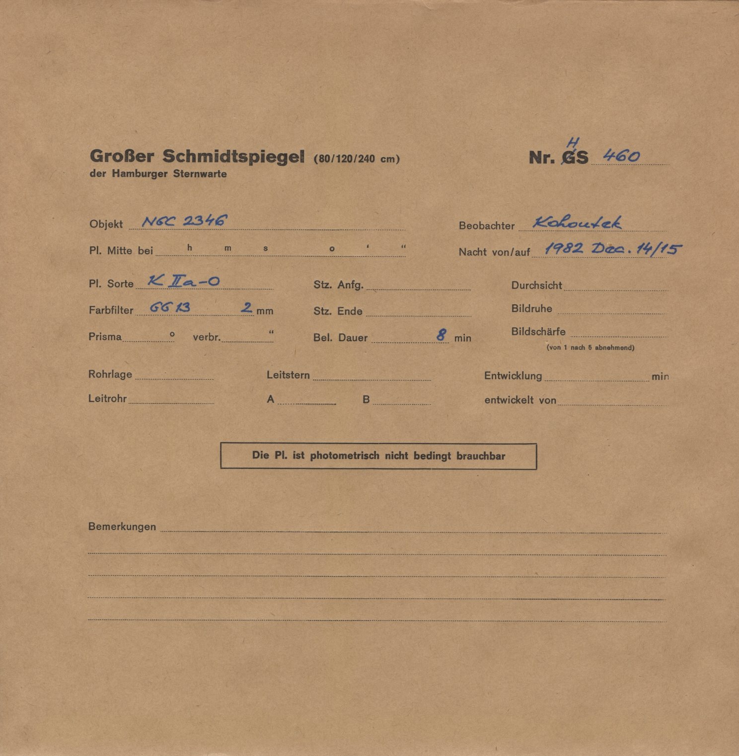 Plate envelope