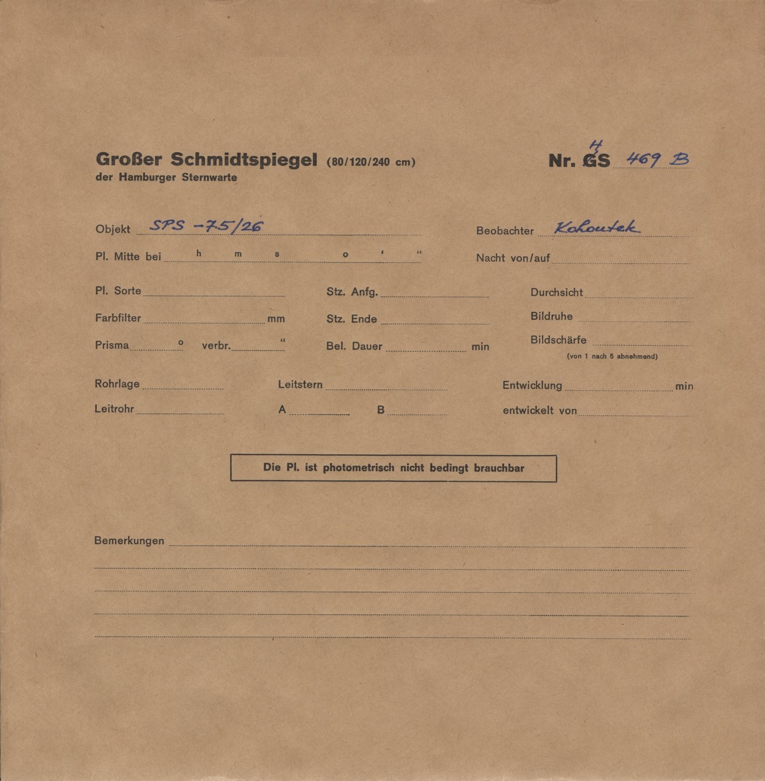 Plate envelope
