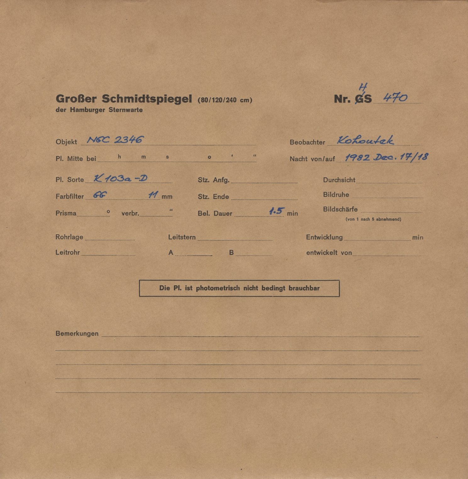 Plate envelope